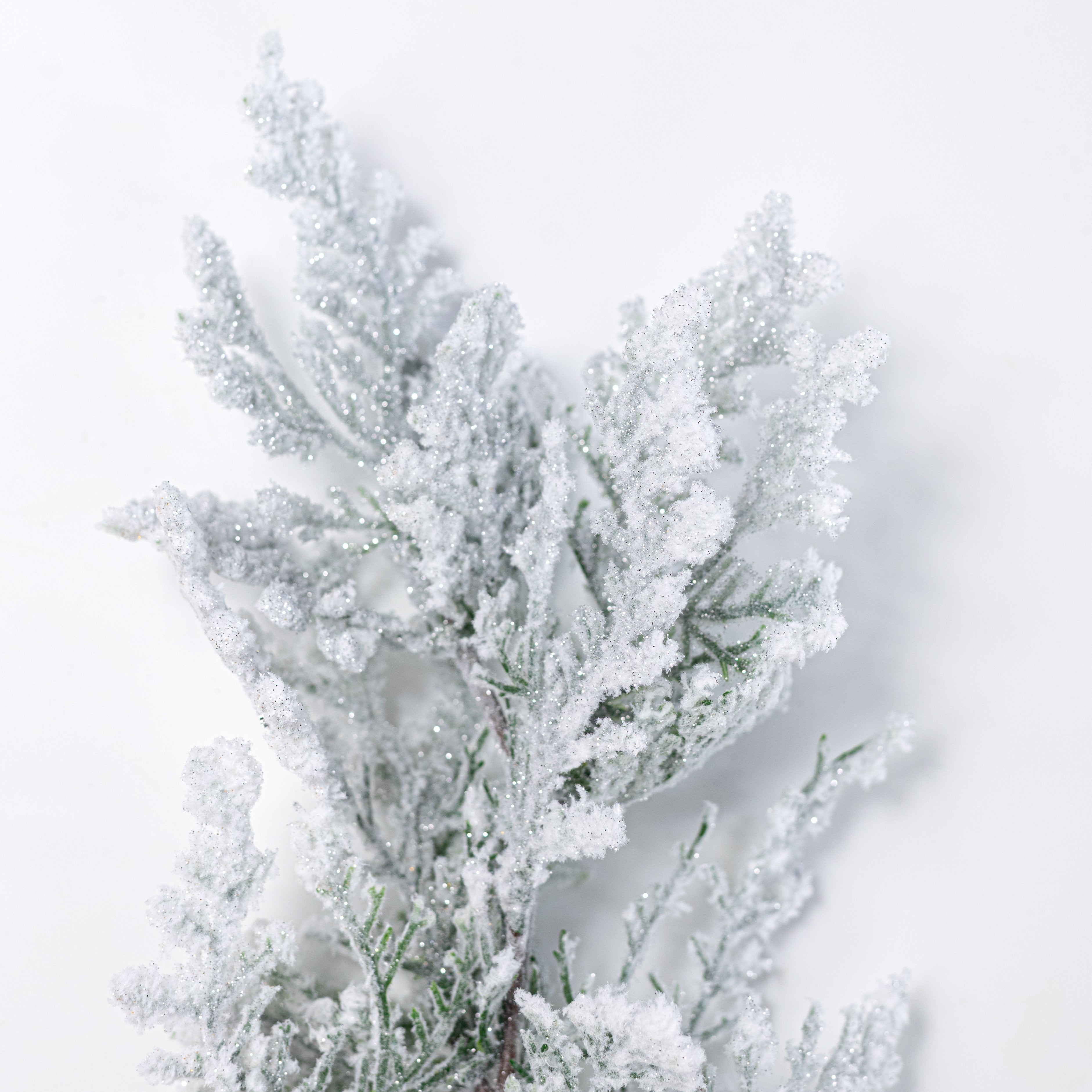 18" Snow Covered Cedar Spray: Two-Tone Green Lifestyle Photo