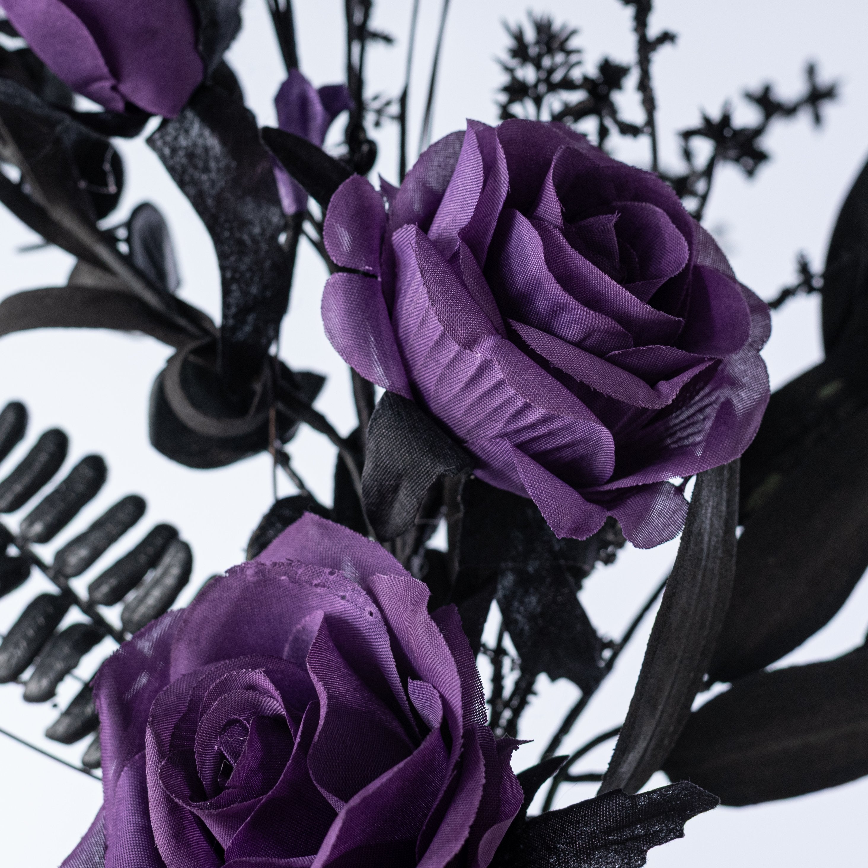 19" Fabric Rose & Flower Spray: Purple & Black Lifestyle Photo
