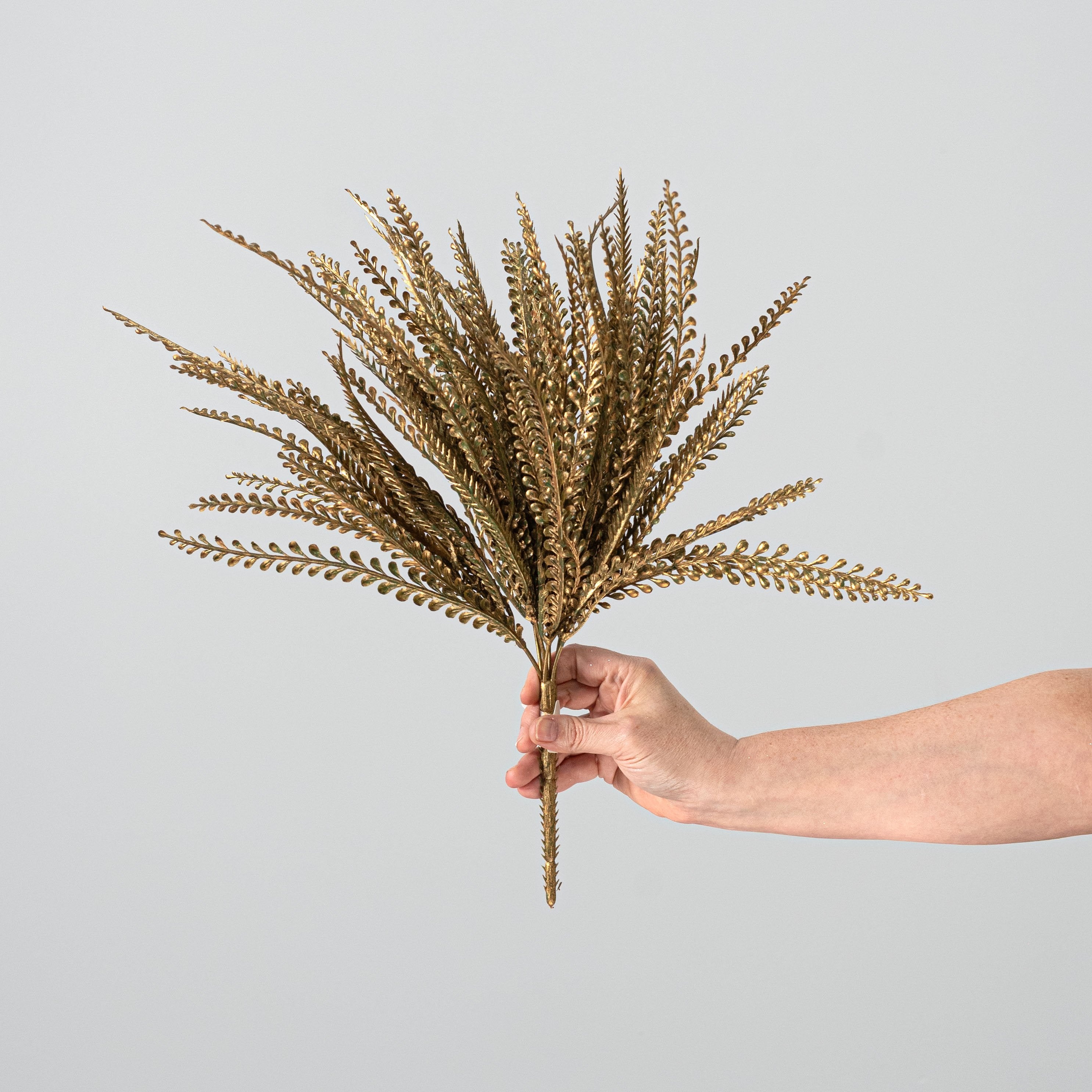 19" Metallic Button Fern Bush: Copper Gold (7 Stem) detail photo 3