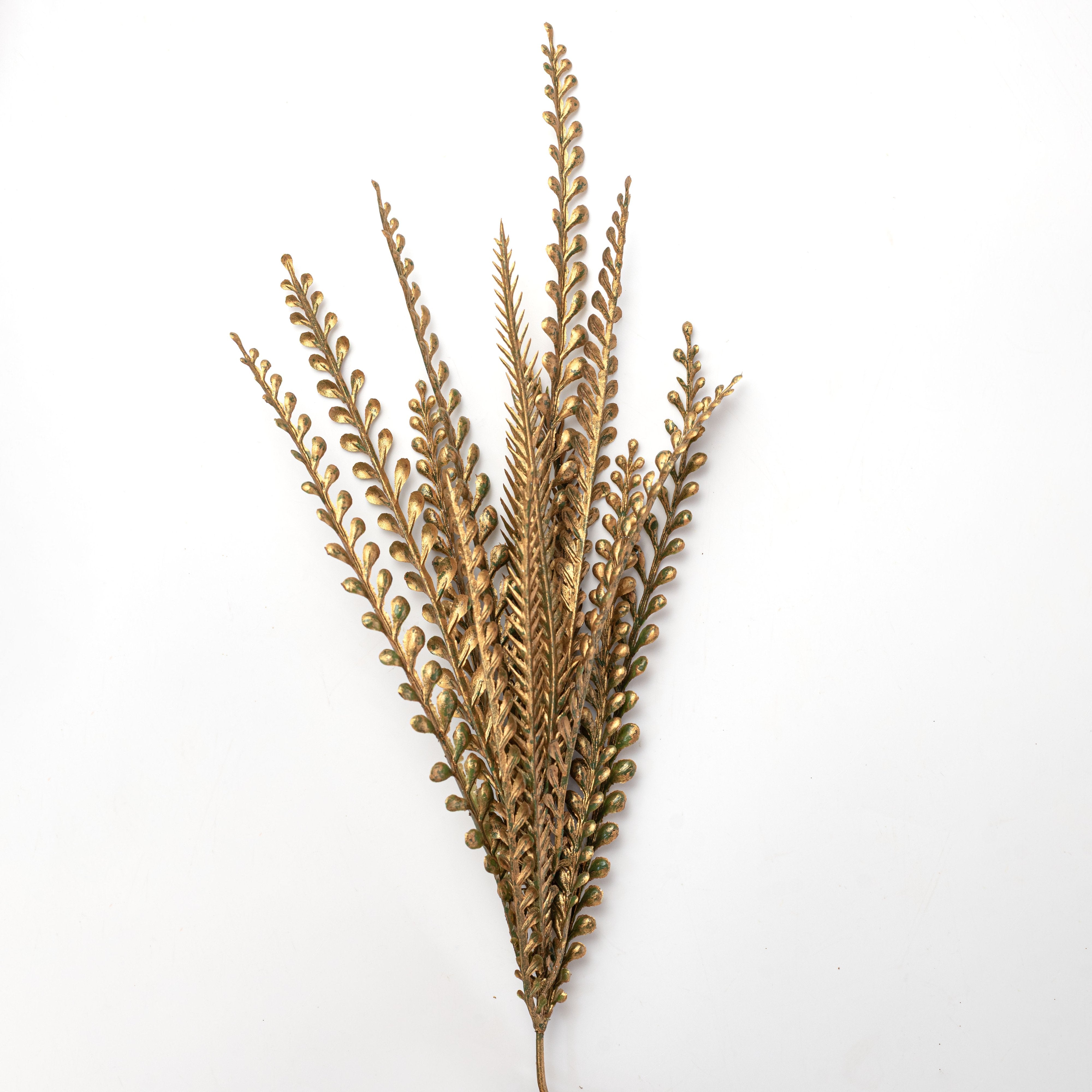 19" Metallic Button Fern Bush: Copper Gold (7 Stem) detail photo 4