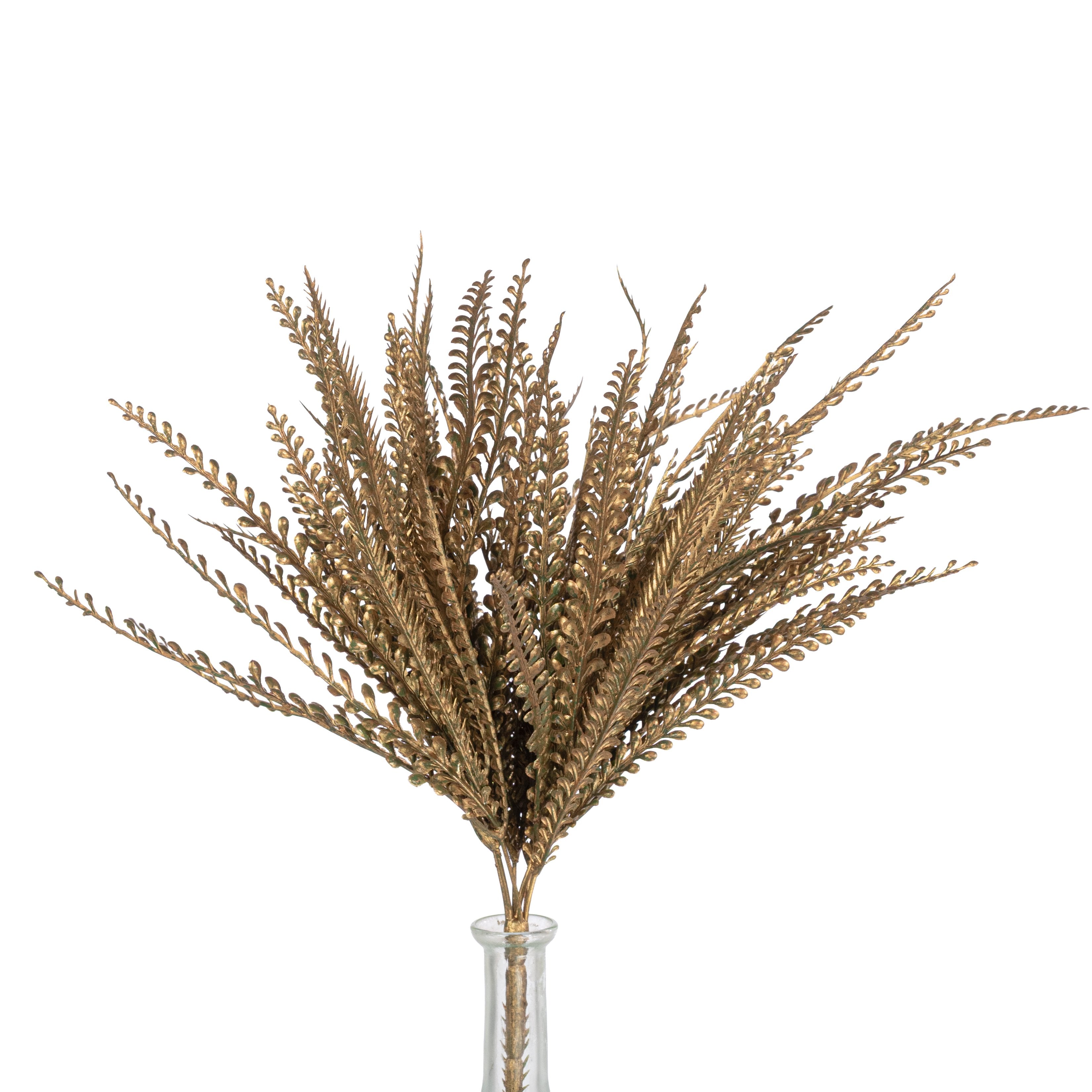 19" Metallic Button Fern Bush: Copper Gold (7 Stem) Item Number: XS262055
