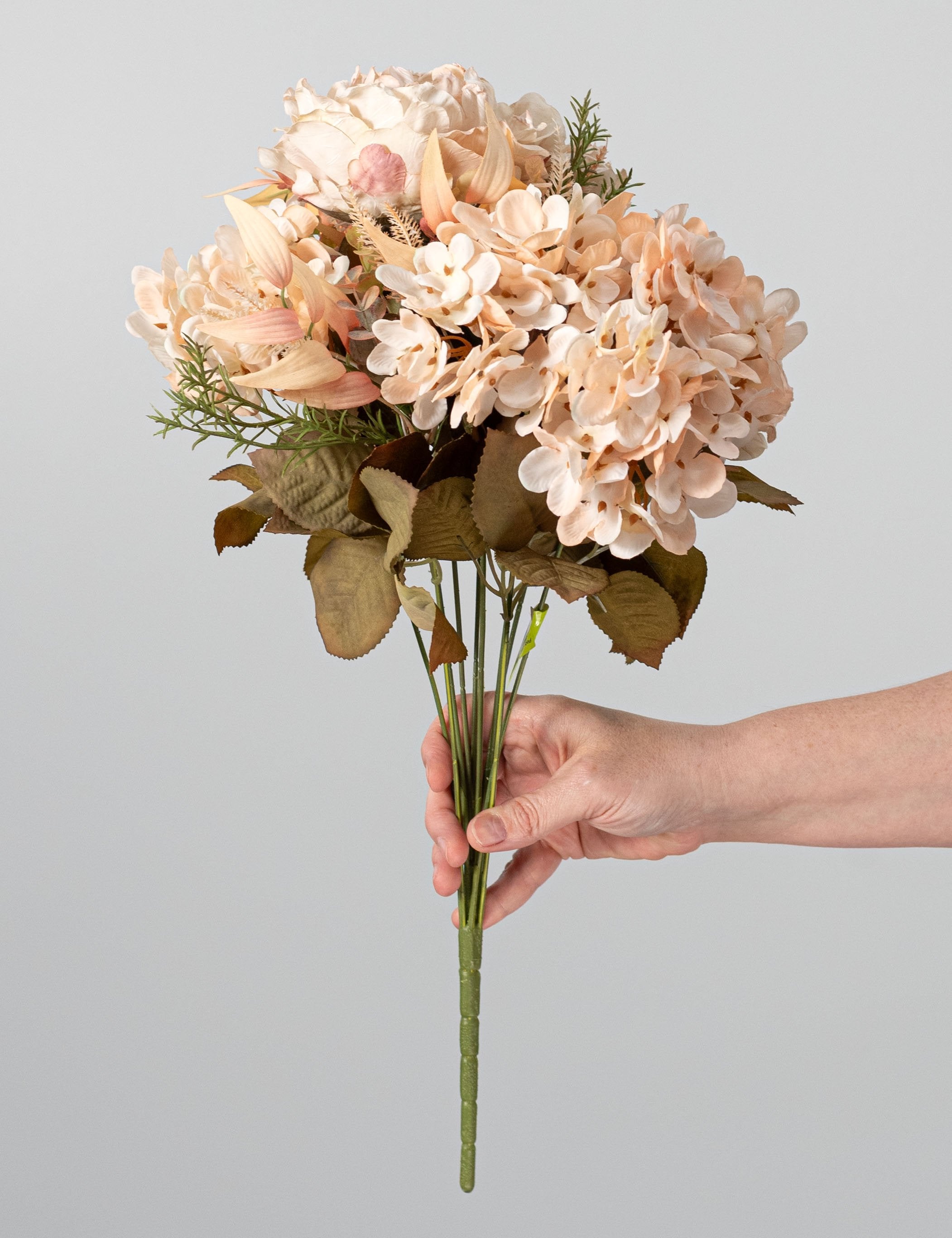 19" Peony & Hydrangea Bush: Blush Beige (9 Stem) detail photo 3