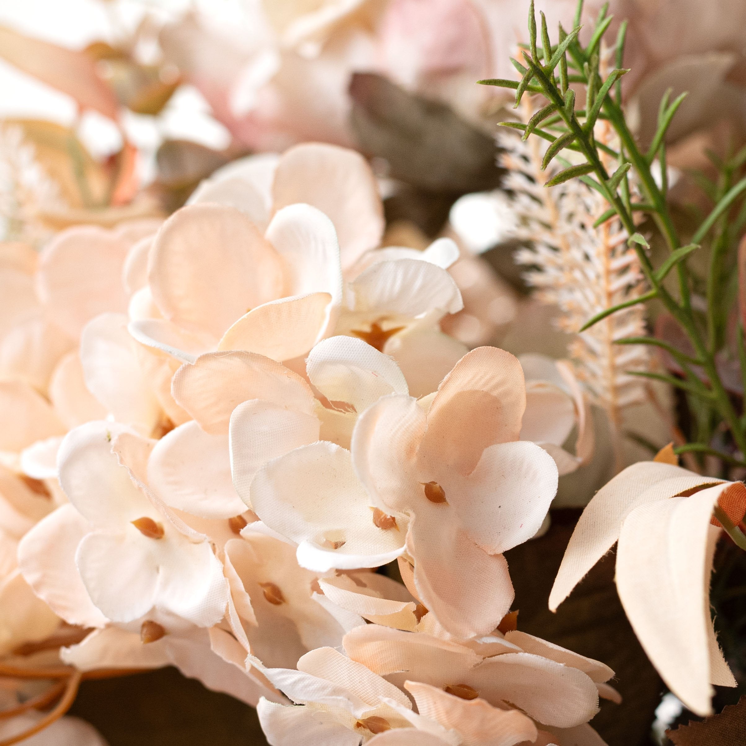 19" Peony & Hydrangea Bush: Blush Beige (9 Stem) detail photo 5