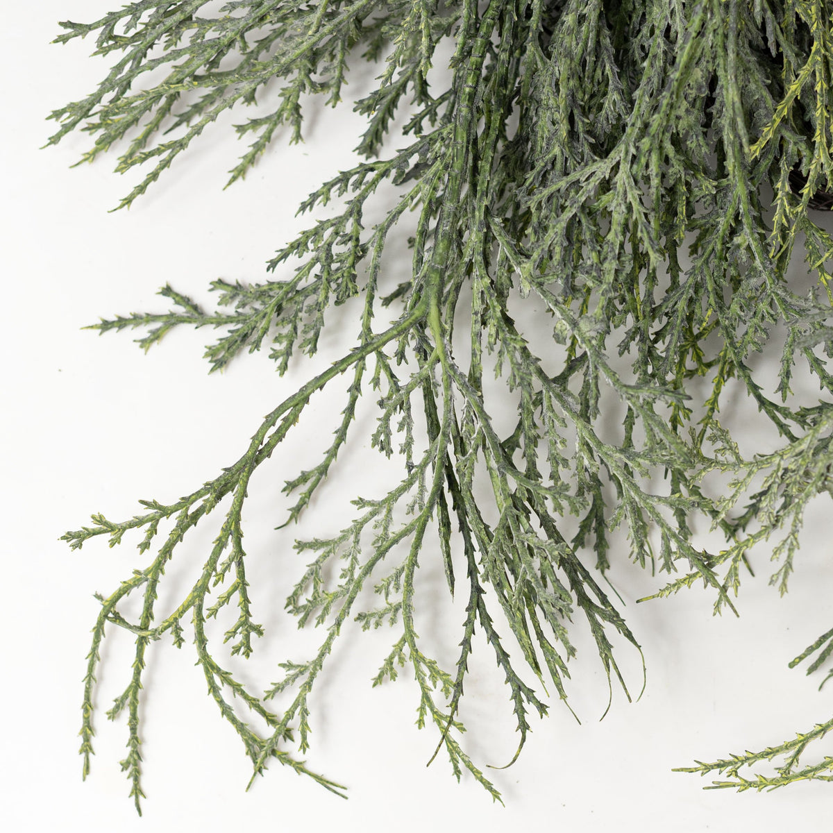 19" Soft Touch Cedar Open Teardrop Wreath: Grey Green detail photo 3