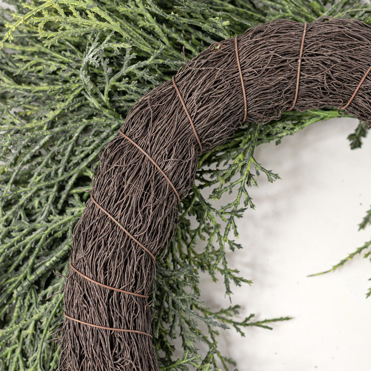 19" Soft Touch Cedar Open Teardrop Wreath: Grey Green detail photo 4
