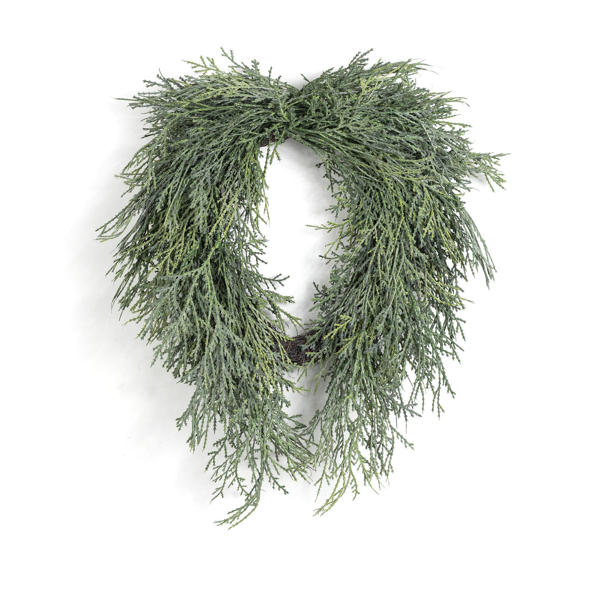 19" Soft Touch Cedar Open Teardrop Wreath: Grey Green Item Number: XX2613