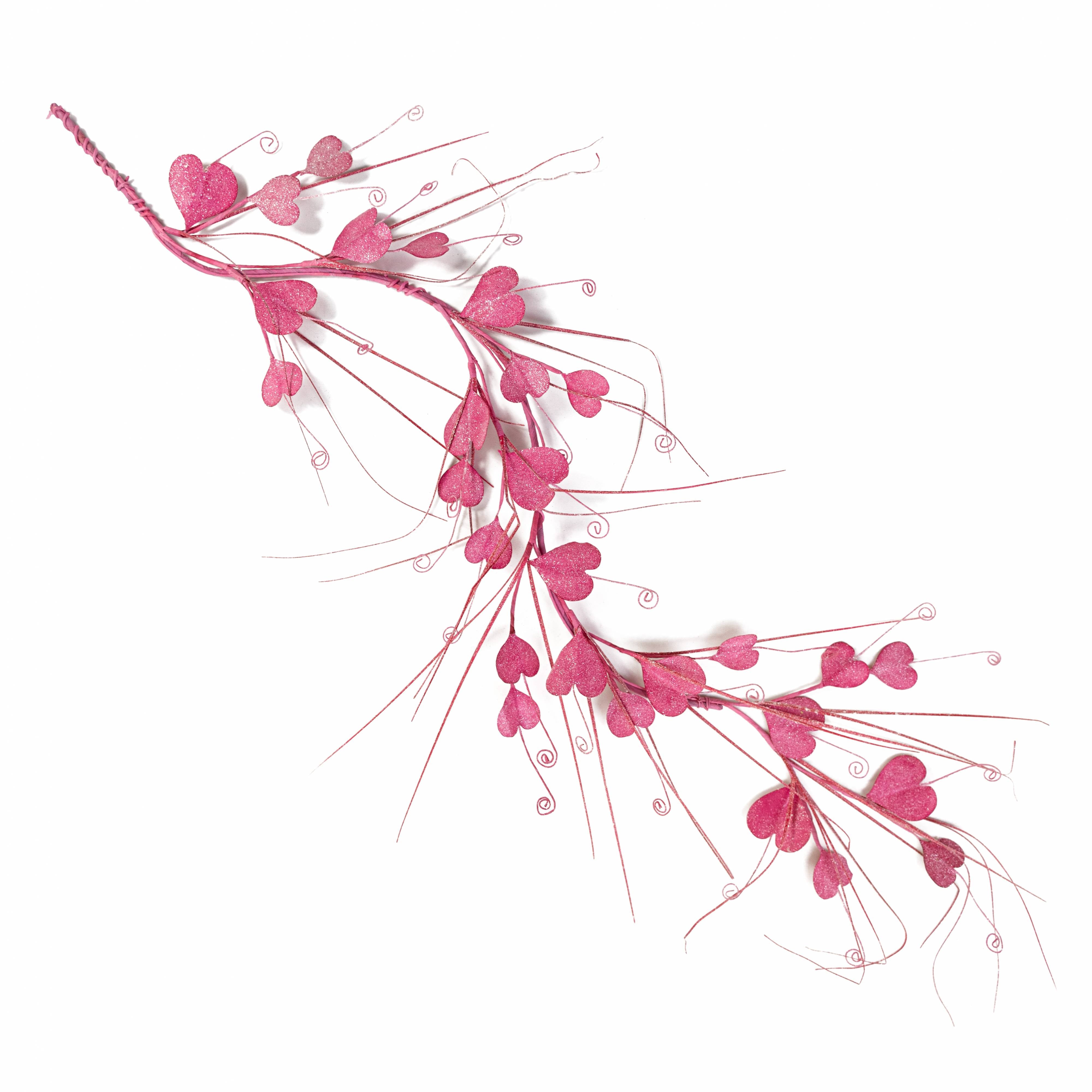 4' Glittered Hearts Spiral Garland: Pink