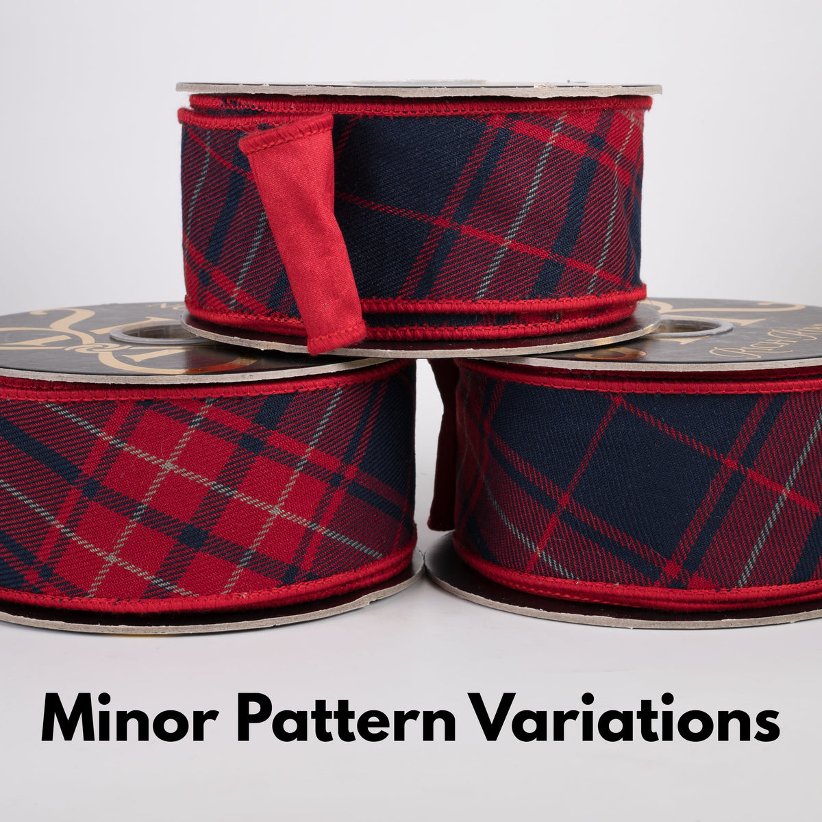 2.5" Bias Plaid Ribbon with Fused Dupioni Back: Red, Navy Blue & Grey (10 Yards) Lifestyle Photo