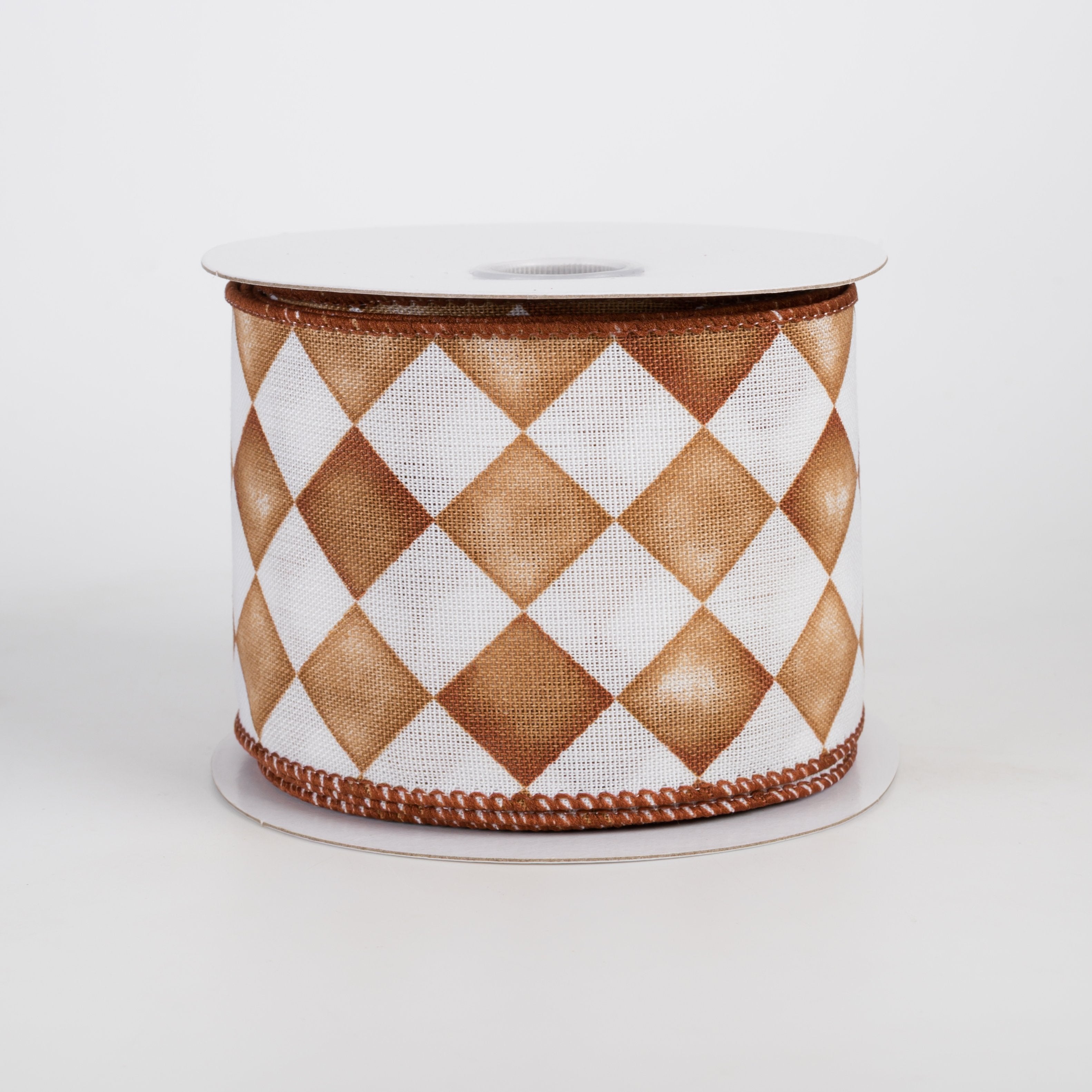 2.5" Canvas Tipsy Watercolor Checks Ribbon: Brown (10 Yards) Item Number: 61616-40-38