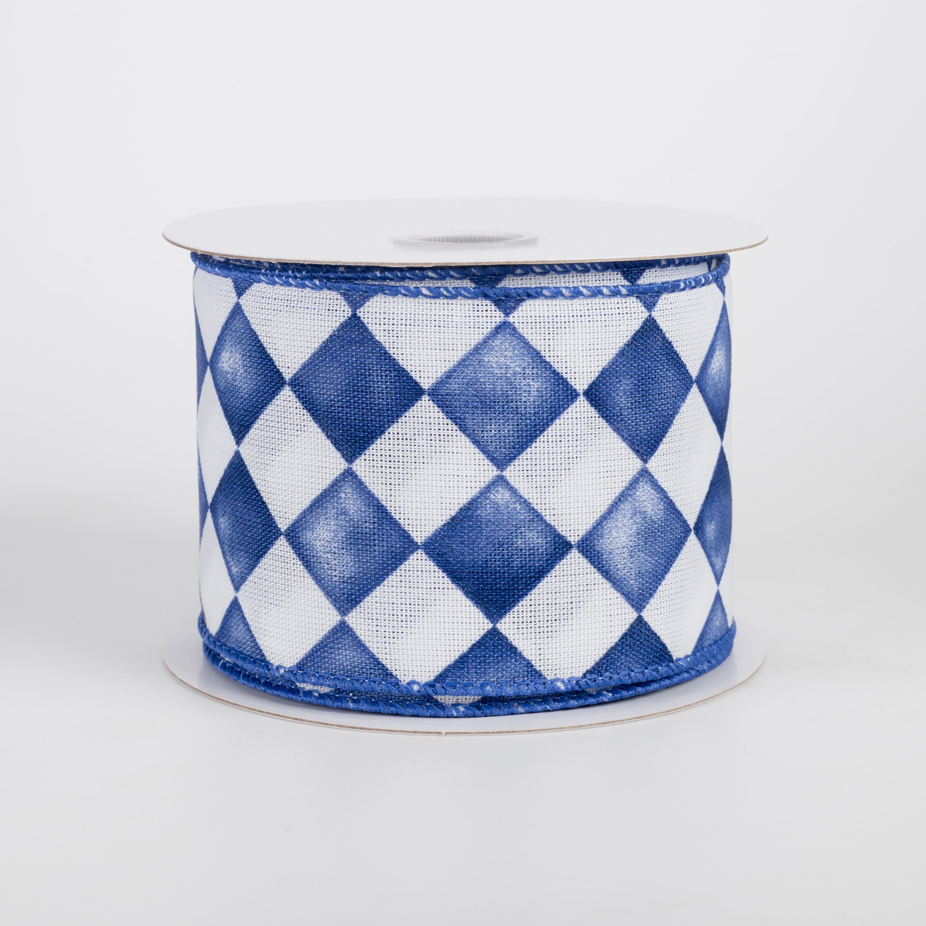 2.5" Canvas Tipsy Watercolor Checks Ribbon: Navy Blue (10 Yards) Item Number: 61616-40-11