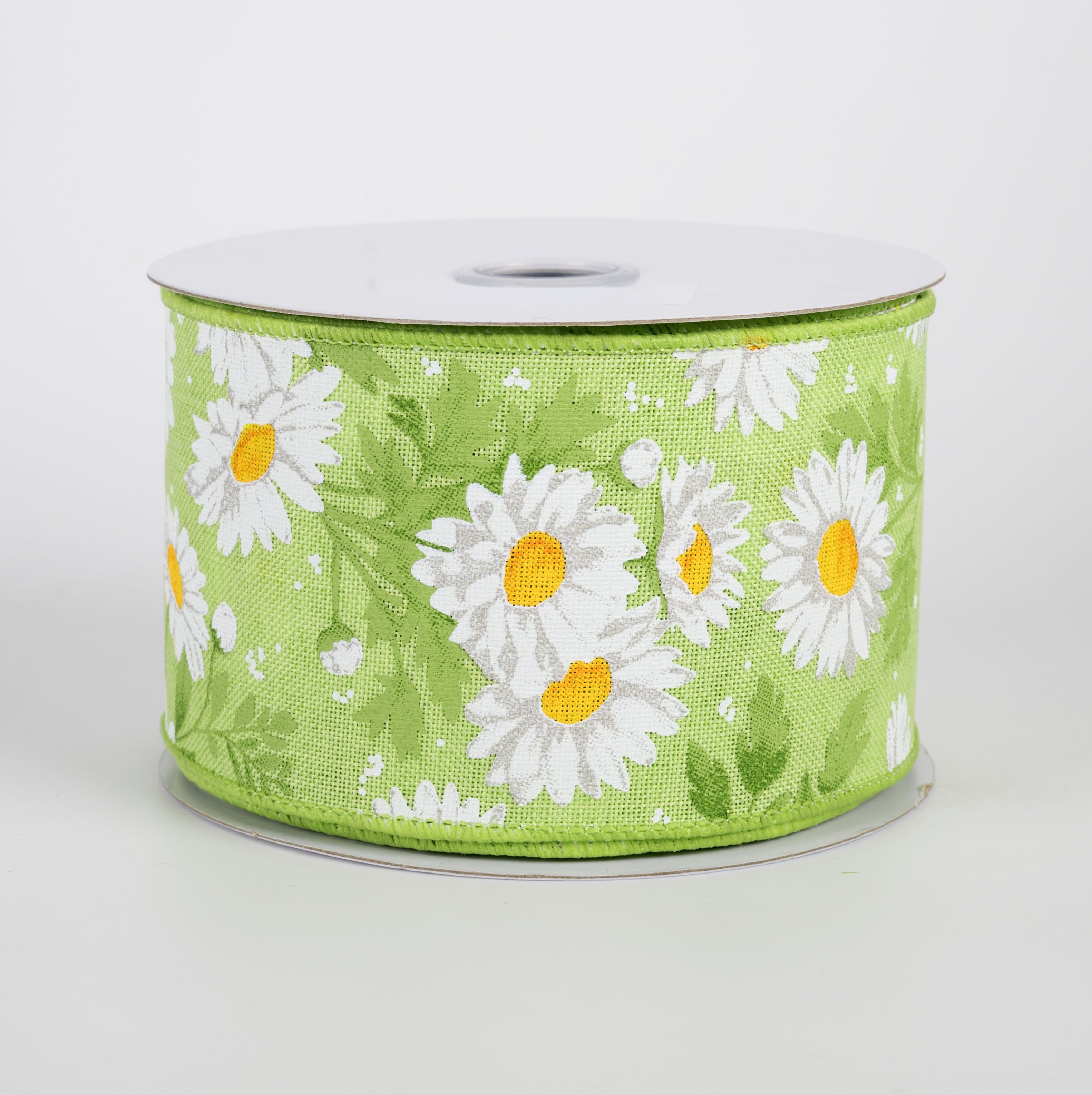 2.5" Daisies & Greenery Ribbon: Green (10 Yards) Item Number: RGH1266H2