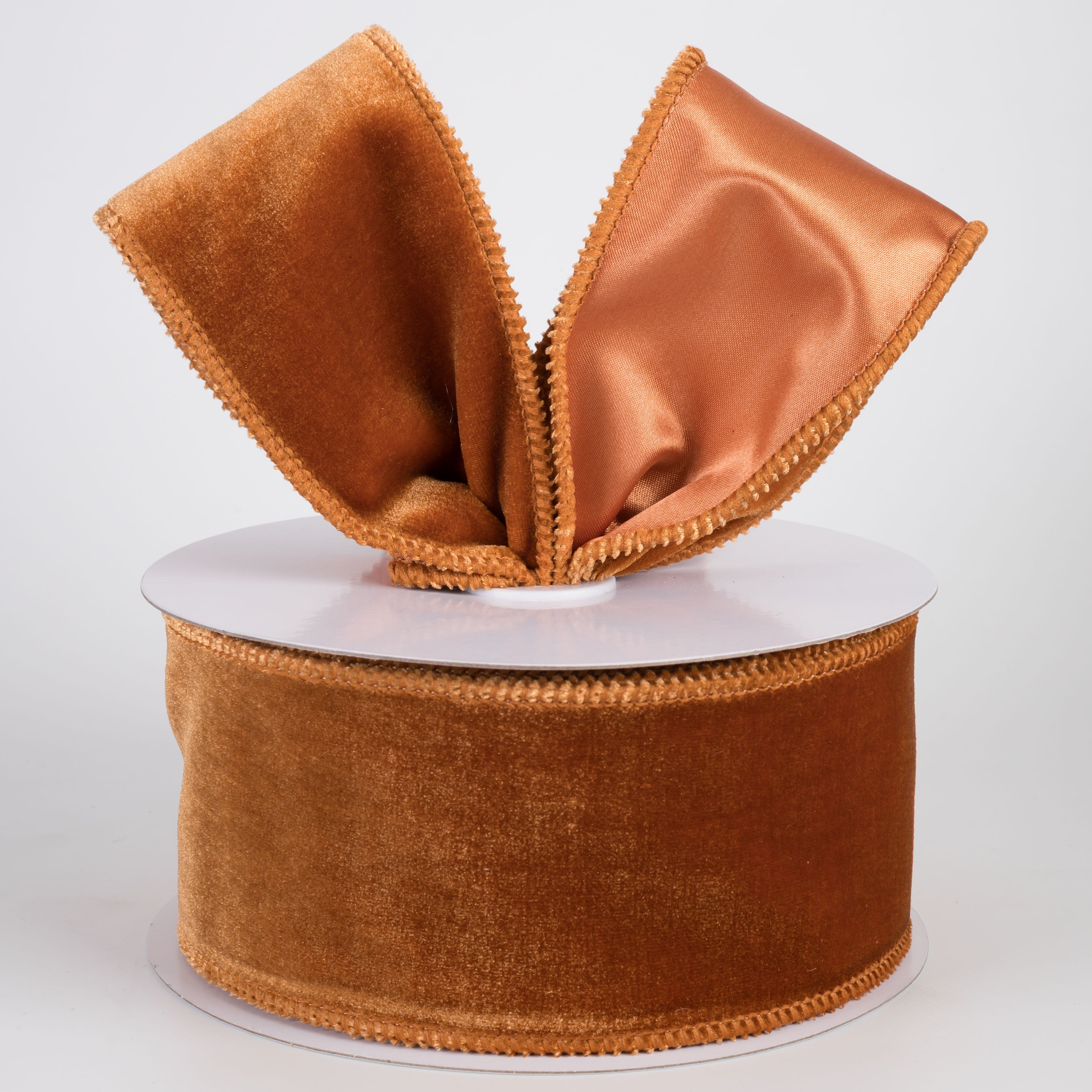 2.5" Deluxe Velvet Satin Backing Ribbon: Burnt Sienna (10 Yards) Lifestyle Photo