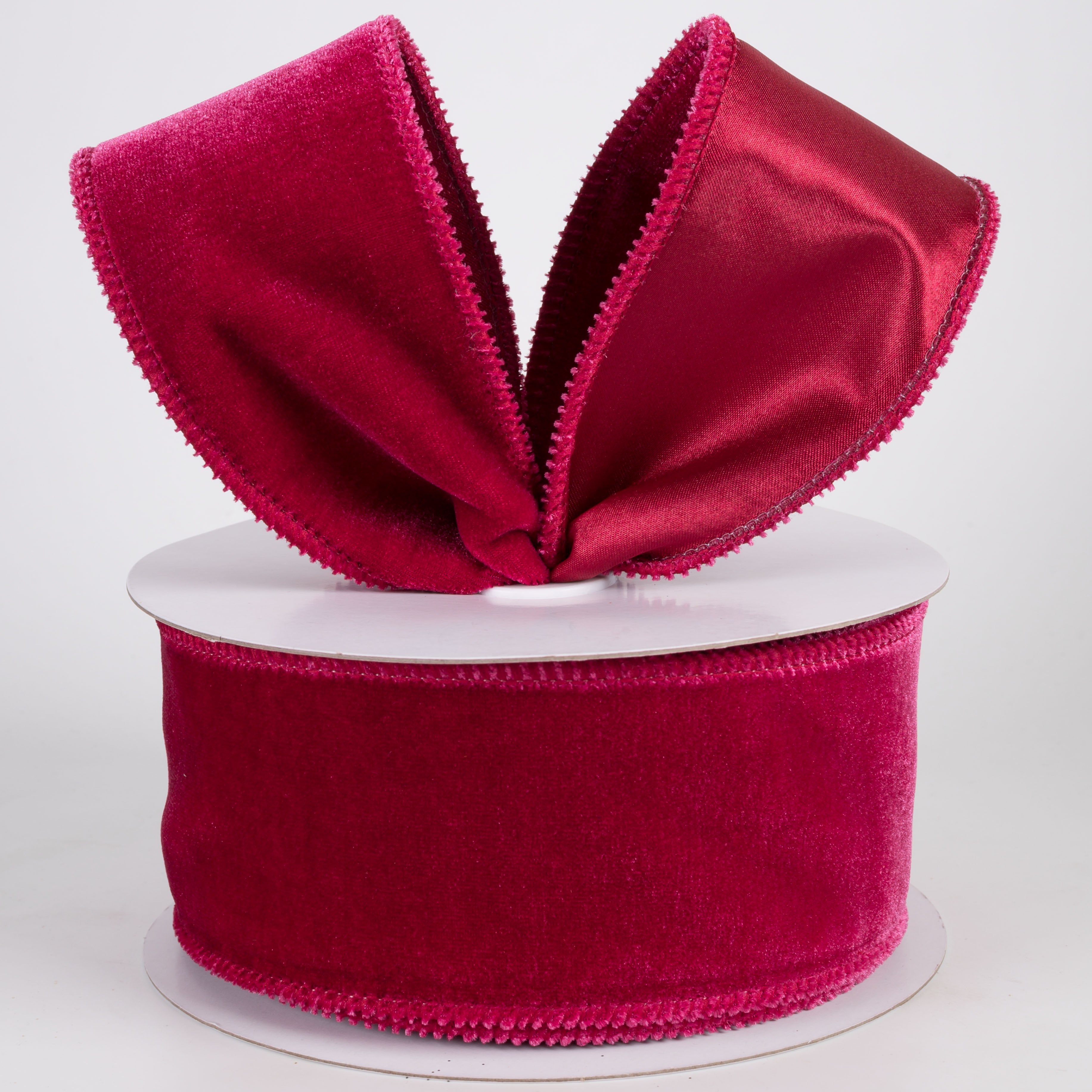 2.5" Deluxe Velvet Satin Backing Ribbon: Cranberry Red (10 Yards) Lifestyle Photo