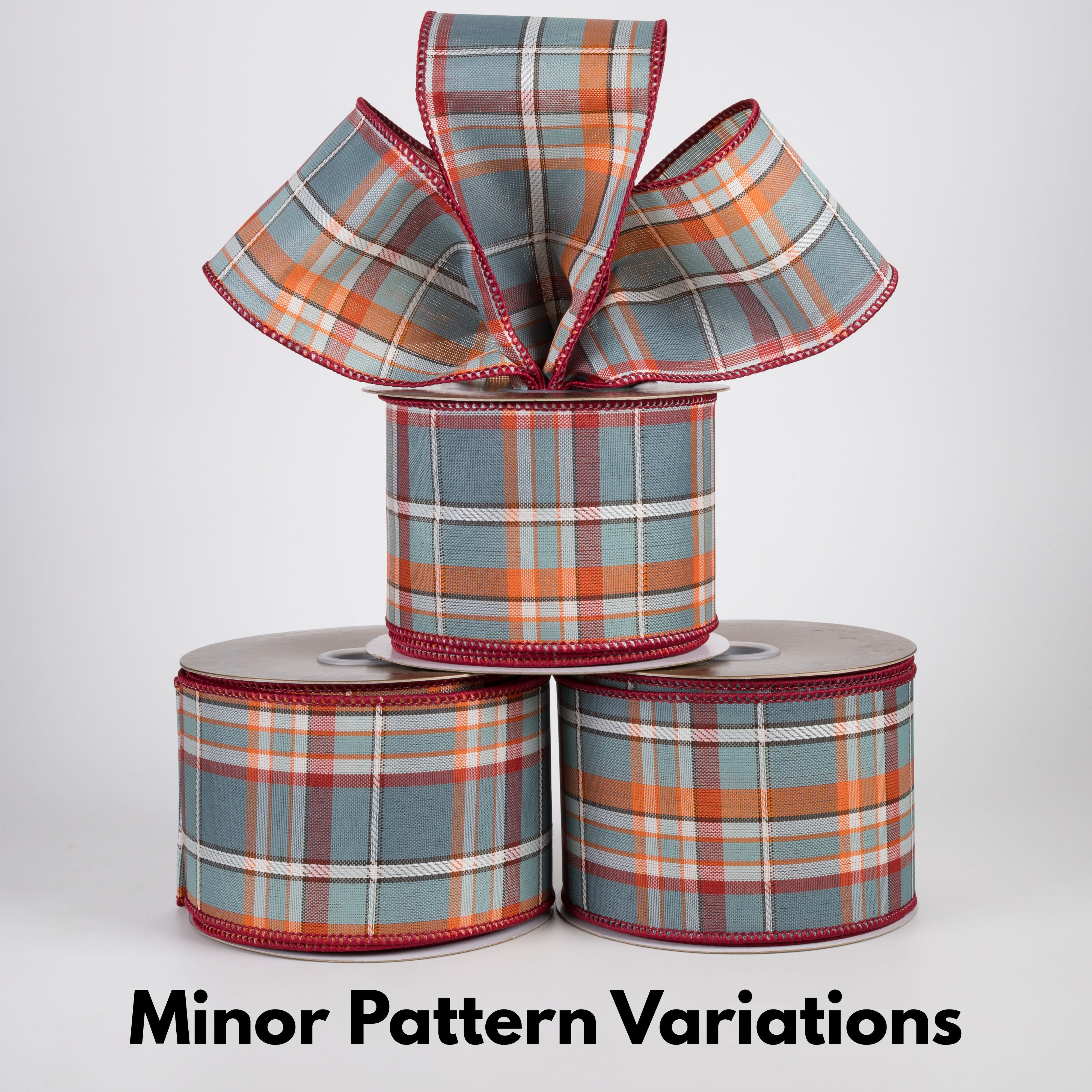 2.5" Designer Double Sided Plaid Ribbon: Blue Fall (10 Yards) Lifestyle Photo