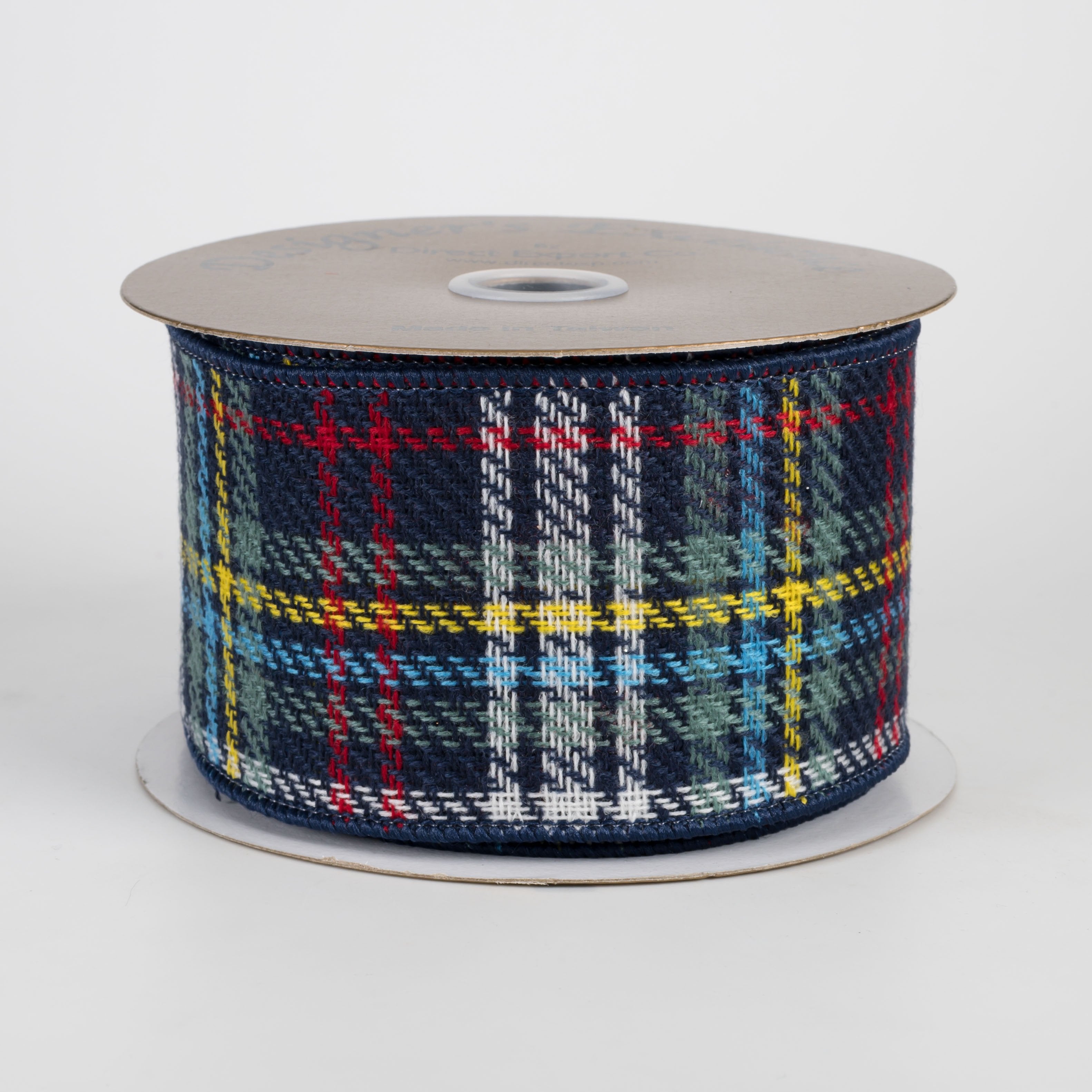 2.5" Designer Woven Plaid Ribbon: Navy Multicolor (10 Yards) Item Number: 212093