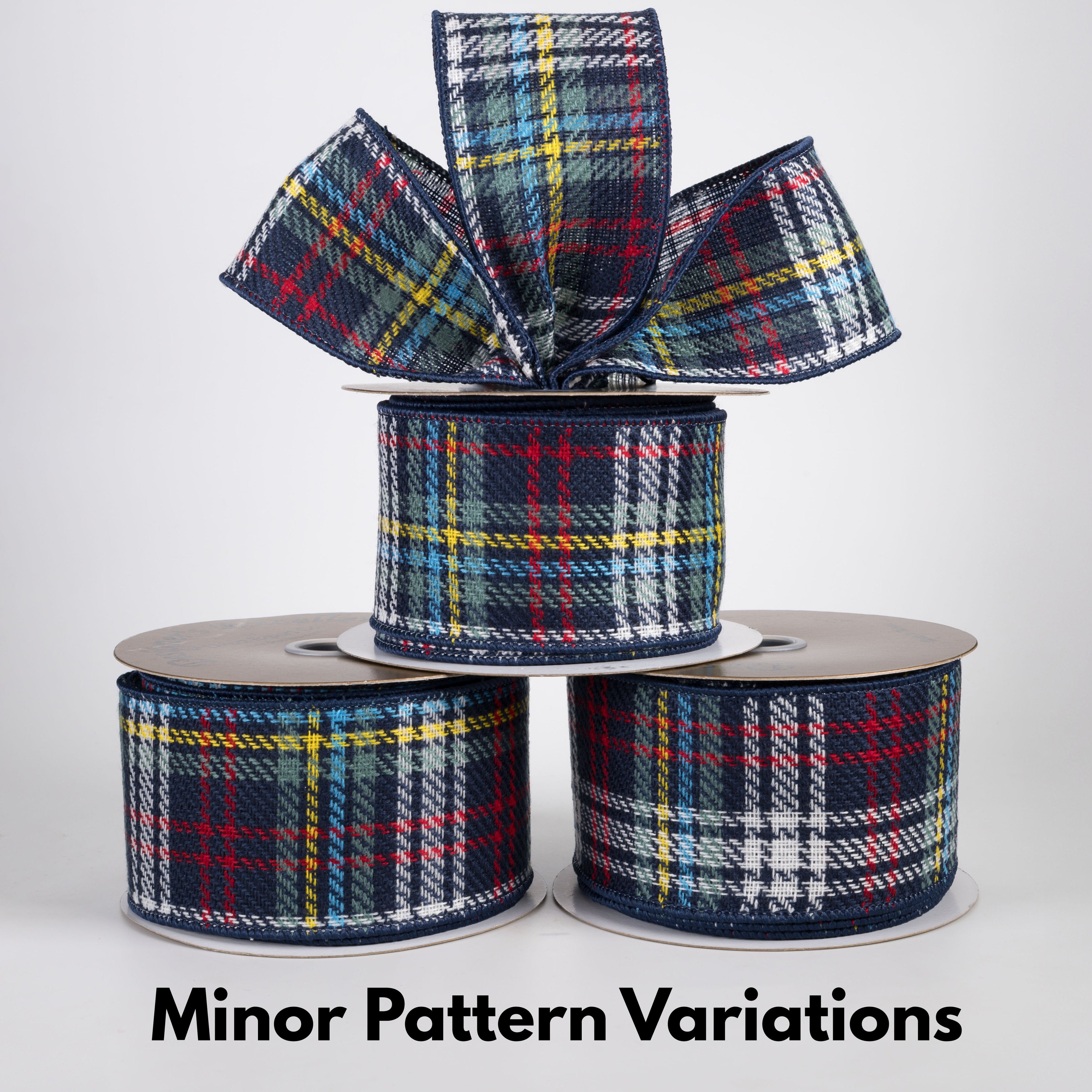 2.5" Designer Woven Plaid Ribbon: Navy Multicolor (10 Yards) Lifestyle Photo