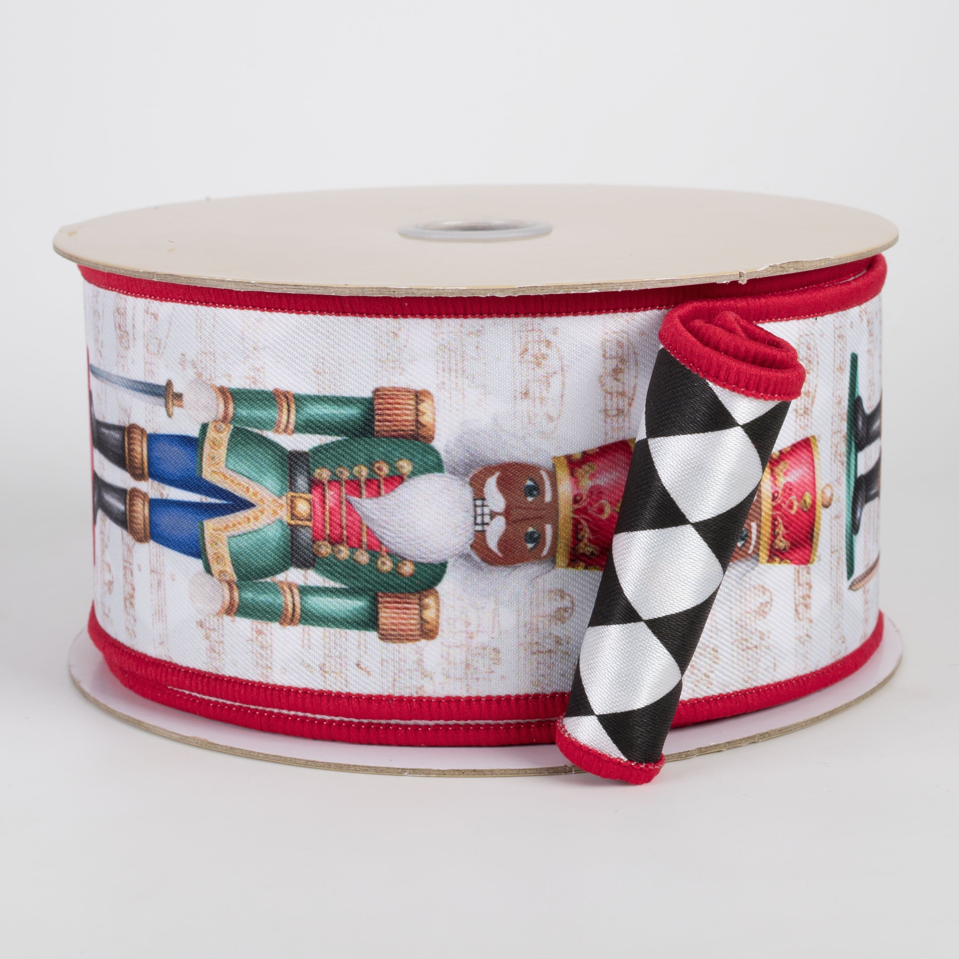 2.5" Double Sided Fused Brown Nutcracker Ribbon: Preppy Harlequin Christmas (10 Yards) Item Number: LX130427