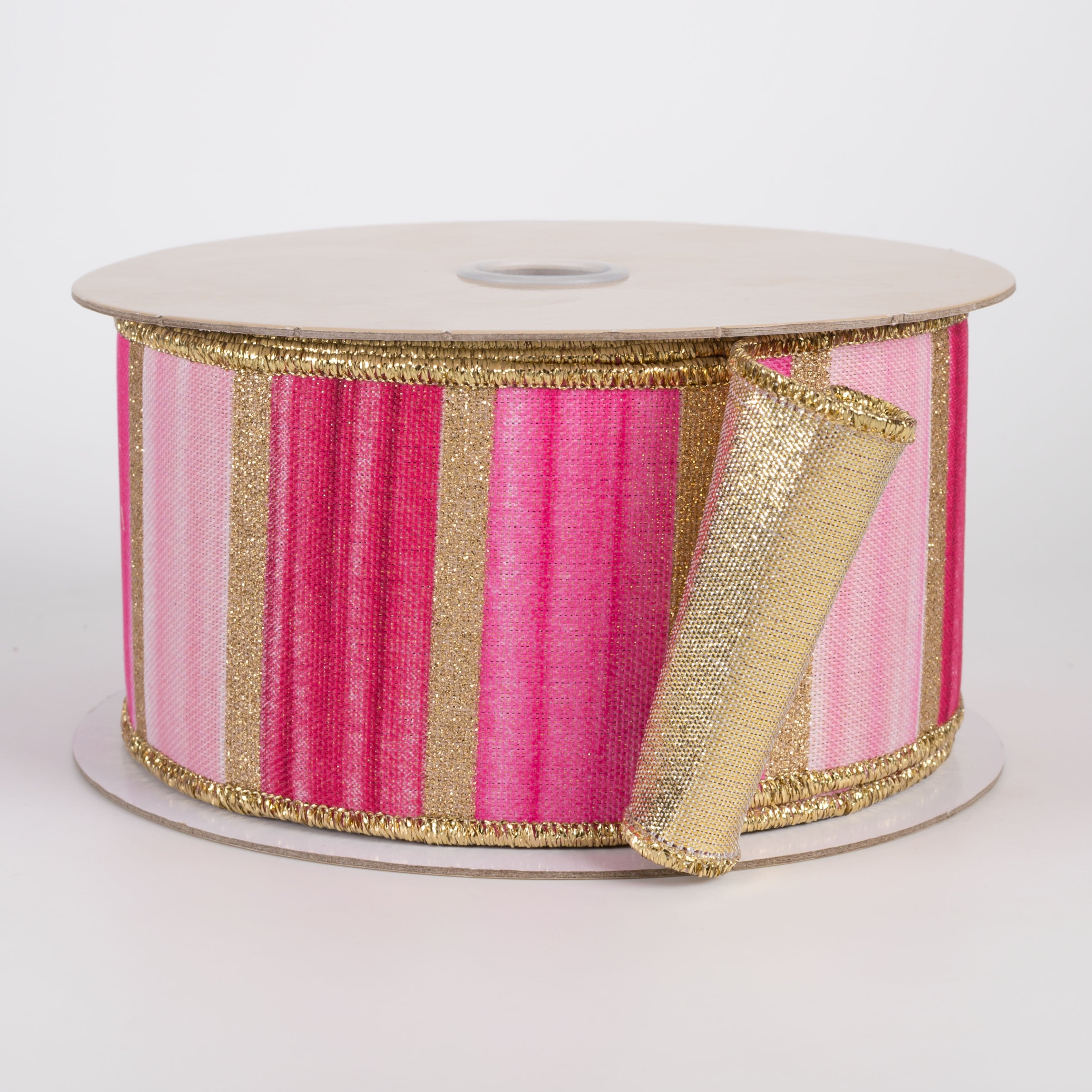 2.5" Double Sided Fused Glittered Watercolor Stripes Ribbon: Pink, Fuchsia & Magenta (10 Yards) Item Number: LX3340MN