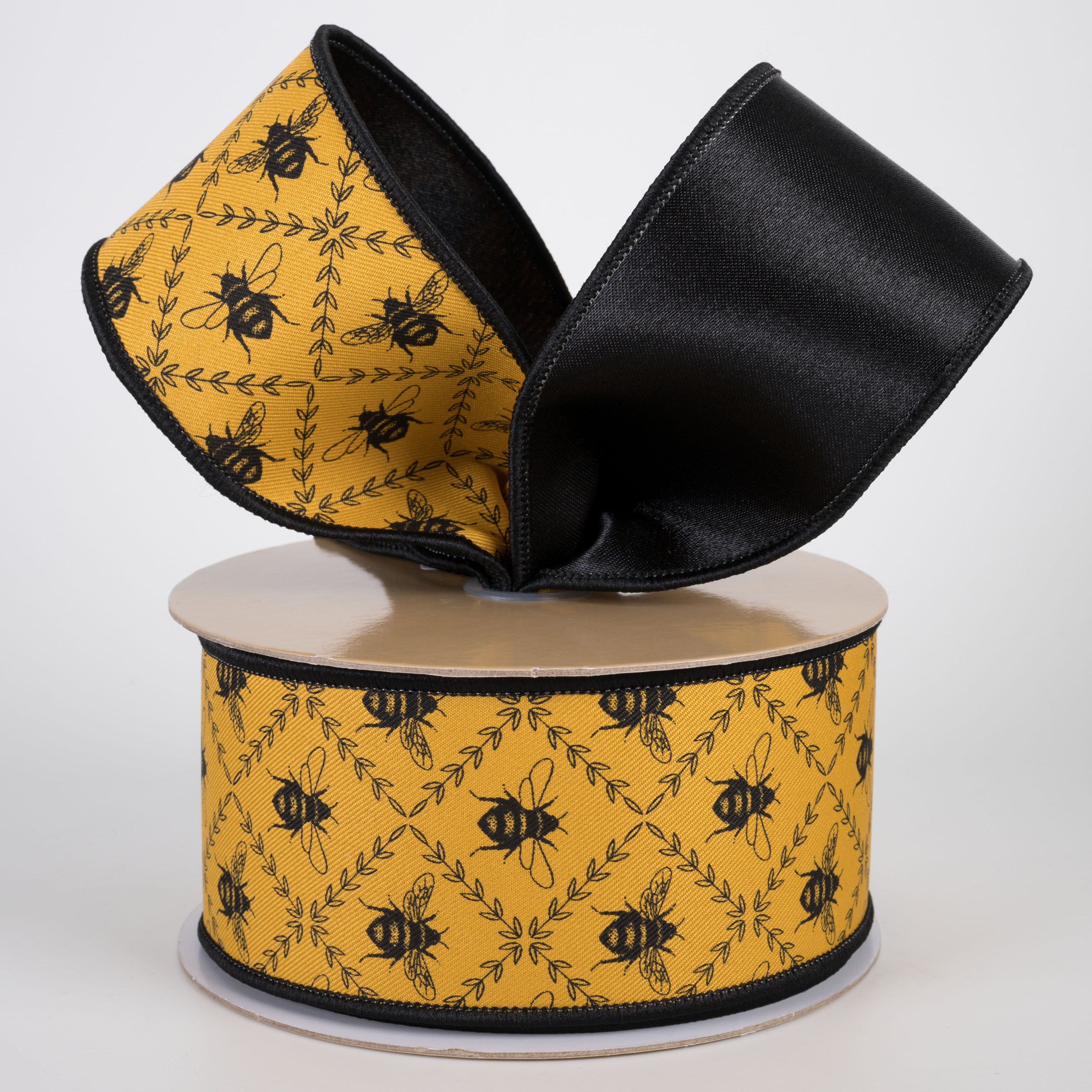 2.5" Double Sided Fused Honey Bee Trellis Ribbon (10 Yards) Lifestyle Photo