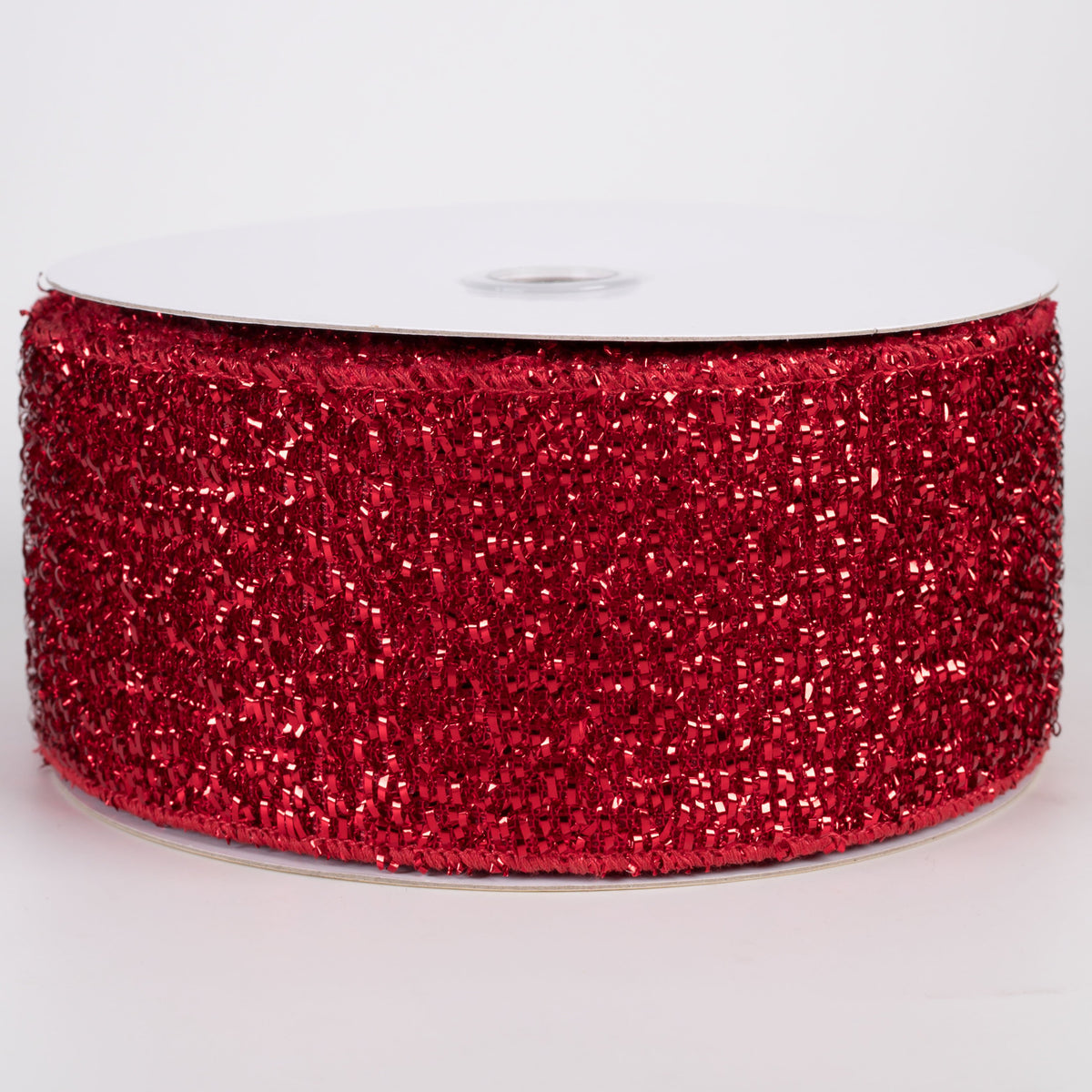 2.5" Double Sided Fused Tinsel Loop & Satin Ribbon: Red (10 Yards) Item Number: LX701324