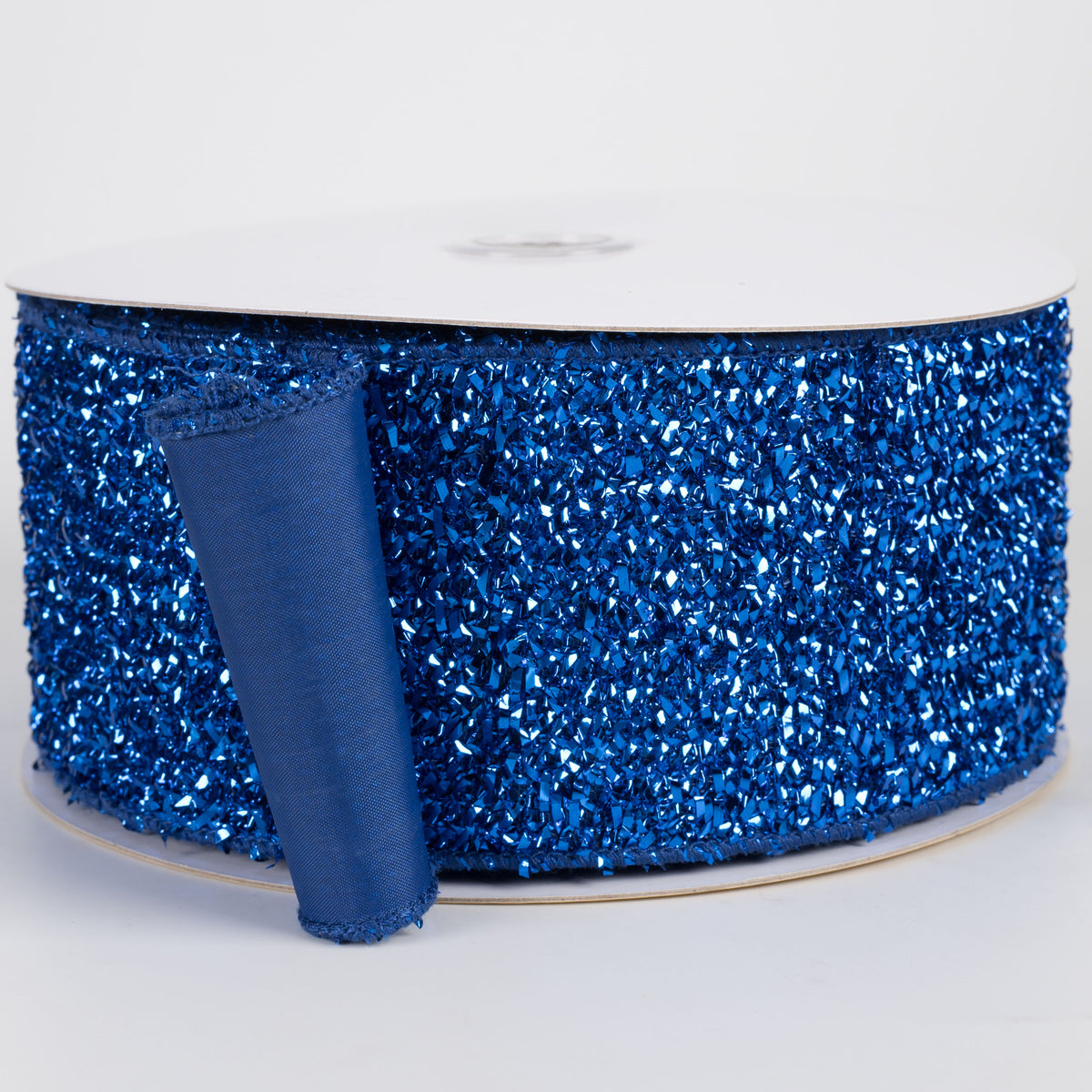 2.5" Double Sided Fused Tinsel Loop & Satin Ribbon: Royal Blue (10 Yards) Item Number: LX701325