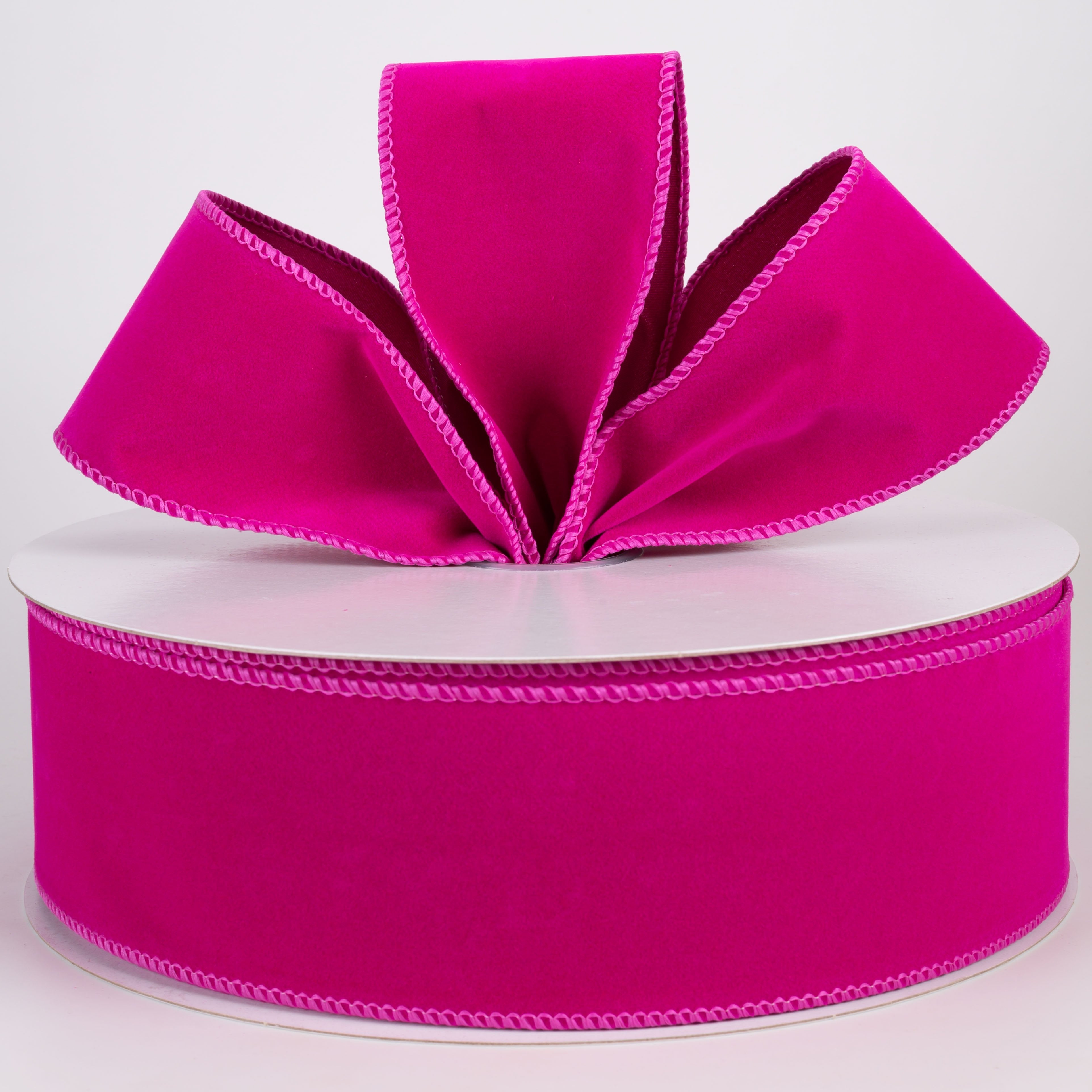 2.5" Flat Velvet Ribbon: Fuchsia Hot Pink (50 Yards) Lifestyle Photo