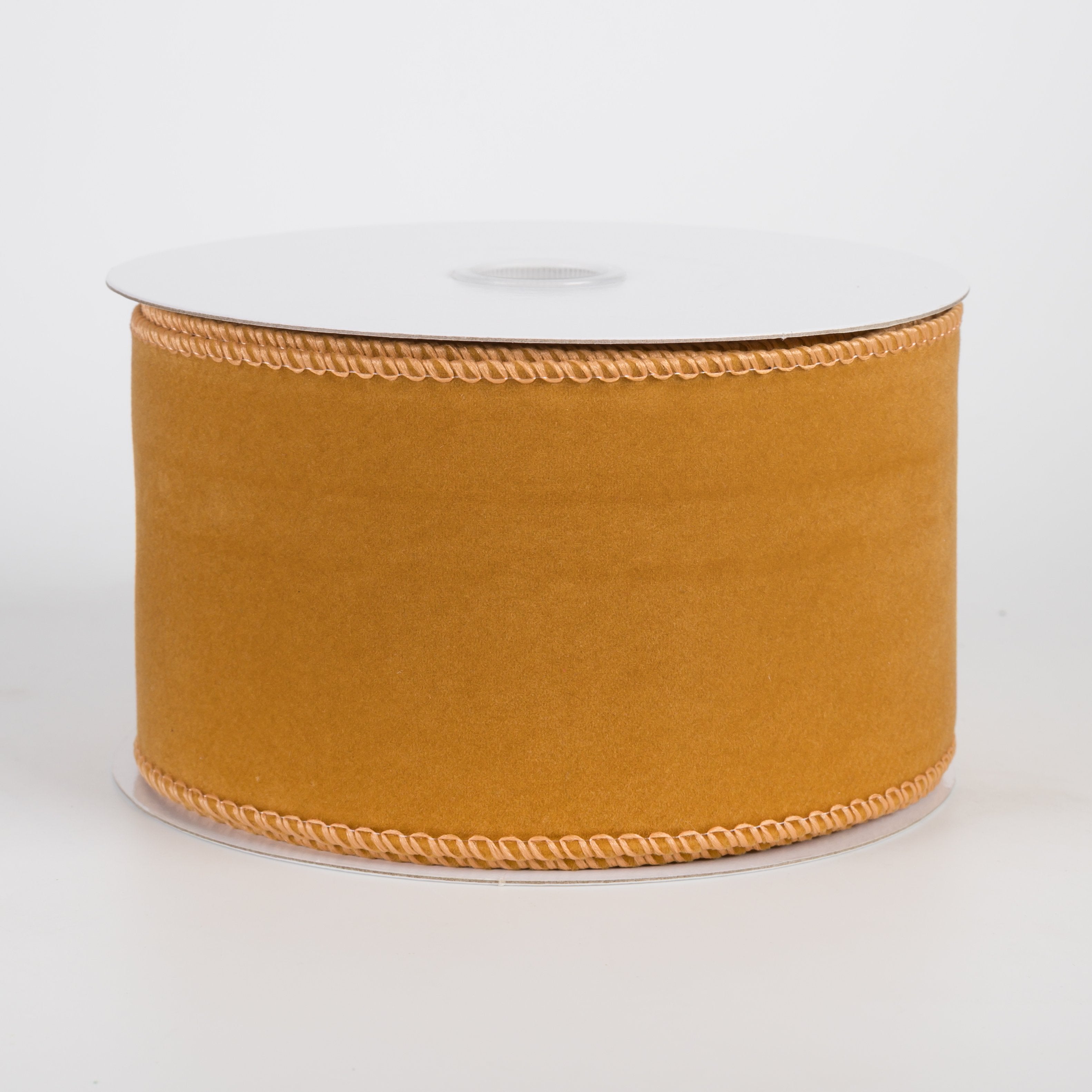 2.5" Flat Velvet Ribbon: Golden Tan (10 Yards) Item Number: 61624-40-35
