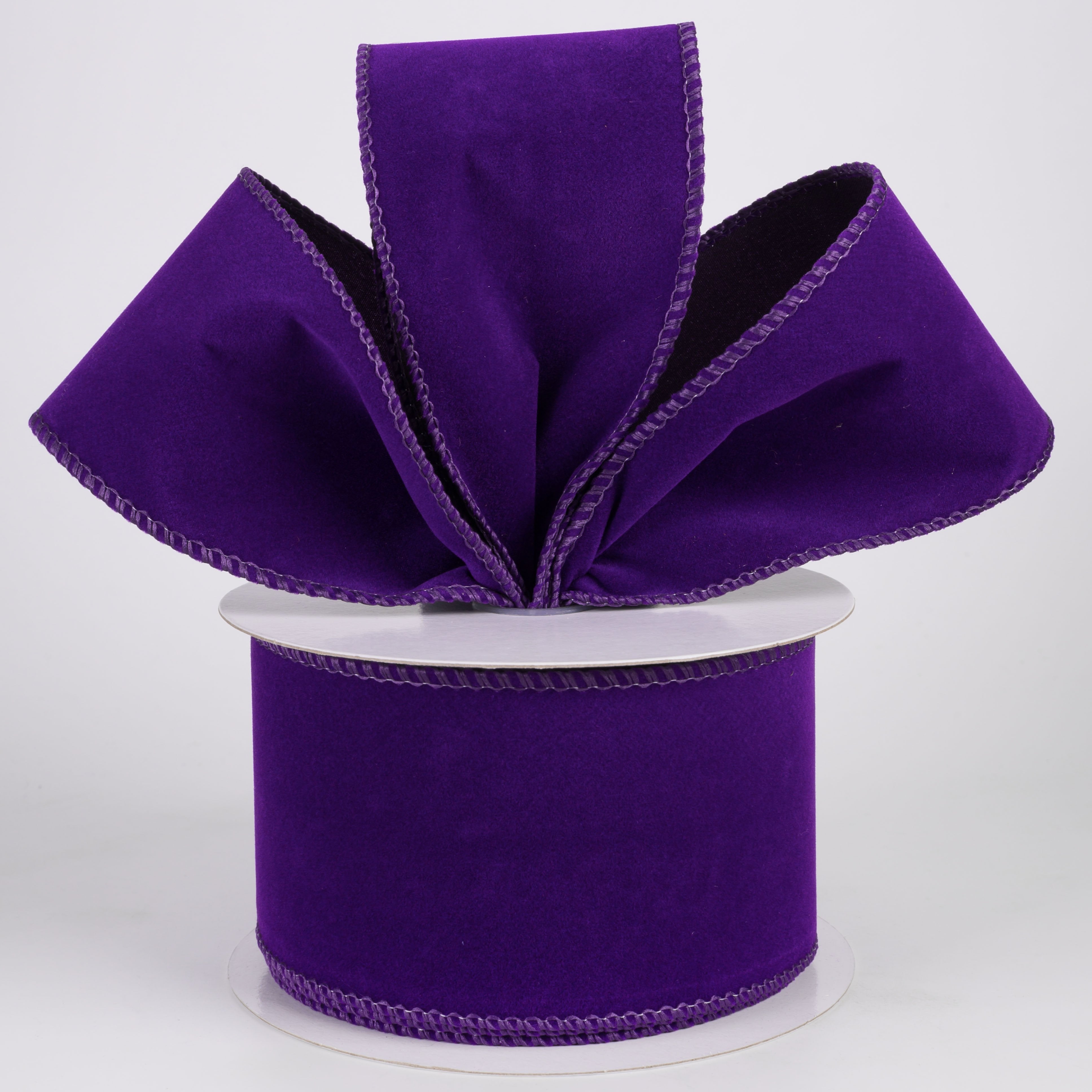 2.5" Flat Velvet Ribbon: Royal Purple (10 Yards) Lifestyle Photo