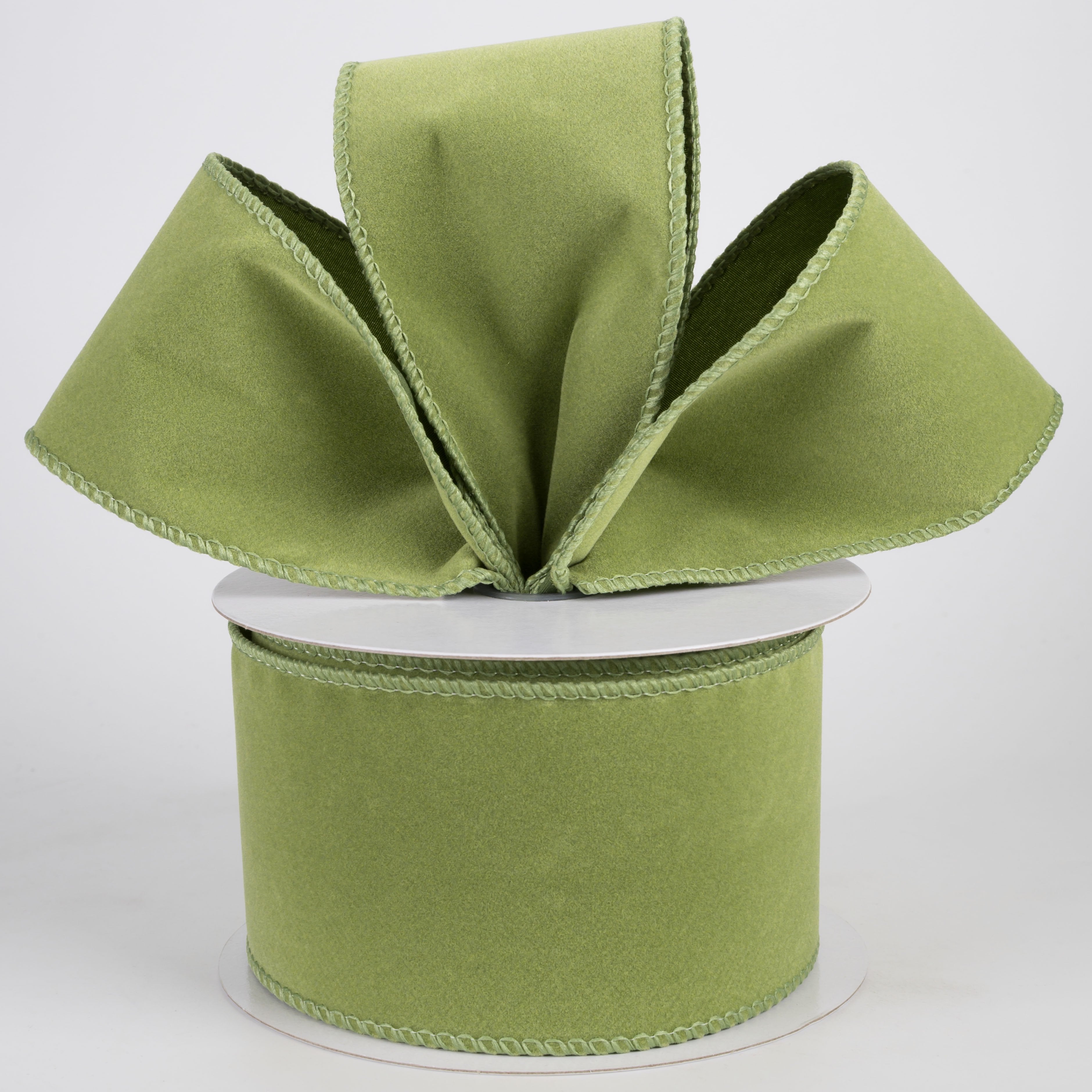 2.5" Flat Velvet Ribbon: Sage Green (10 Yards) Lifestyle Photo