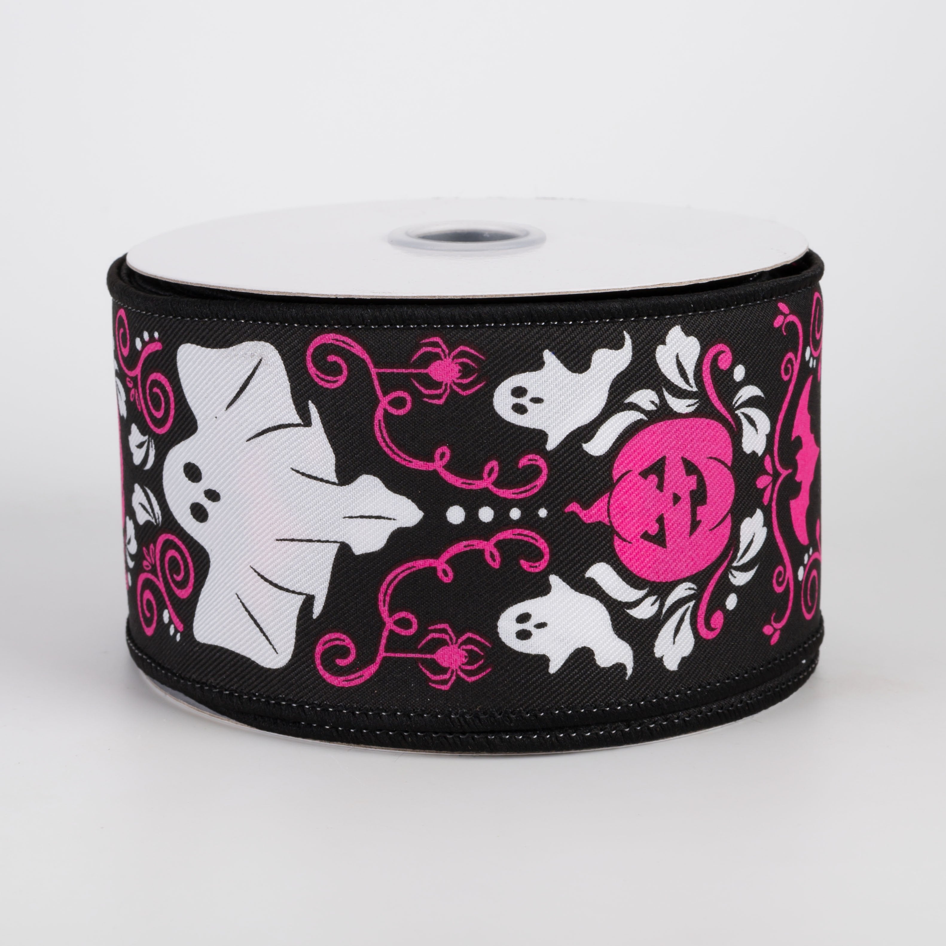 2.5" Halloween Damask Ribbon: Black & Hot Pink (10 Yards) Item Number: RGF168822