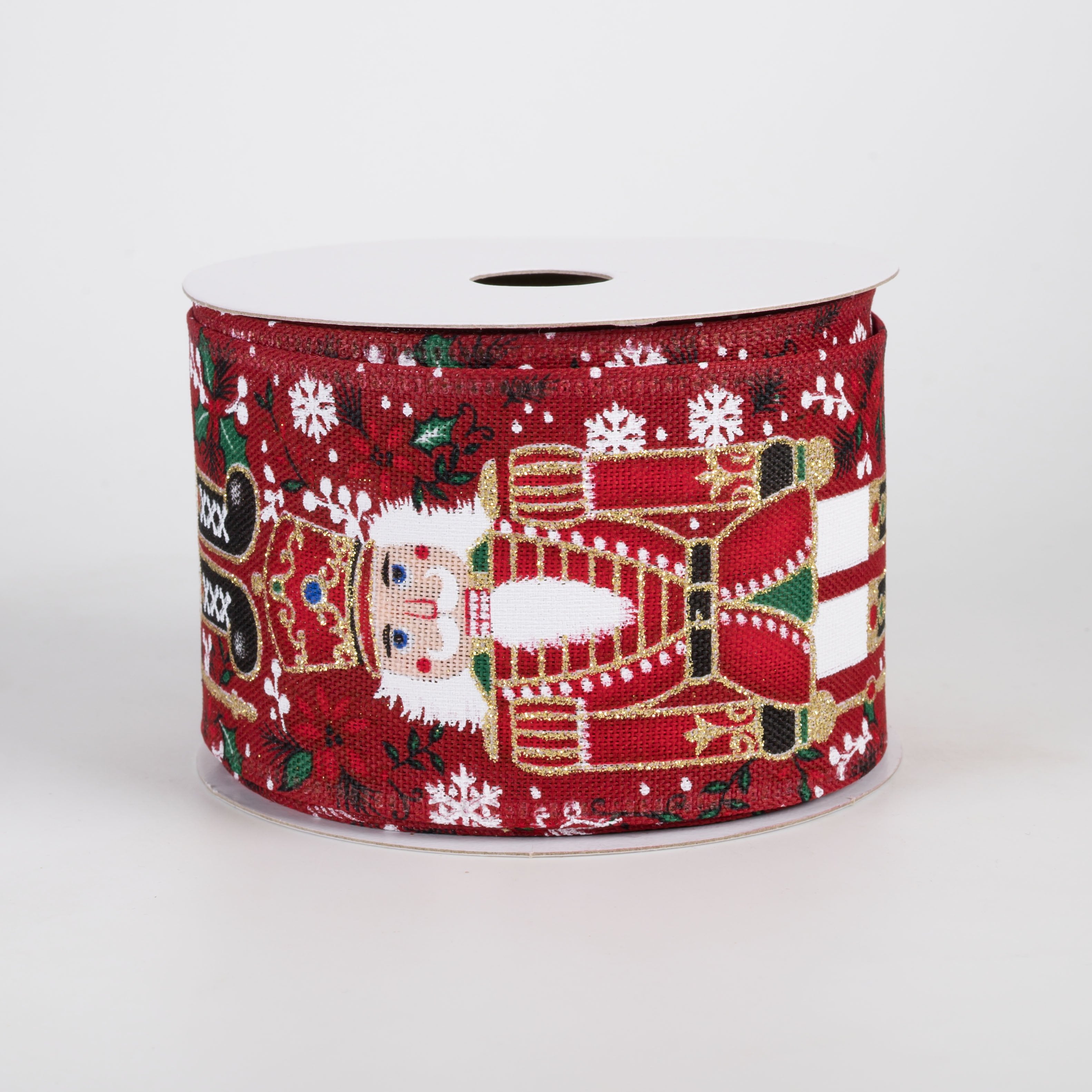 2.5" Linen Fancy Traditional Nutcracker Ribbon: Deep Red (10 Yards) Item Number: 76602-40-10