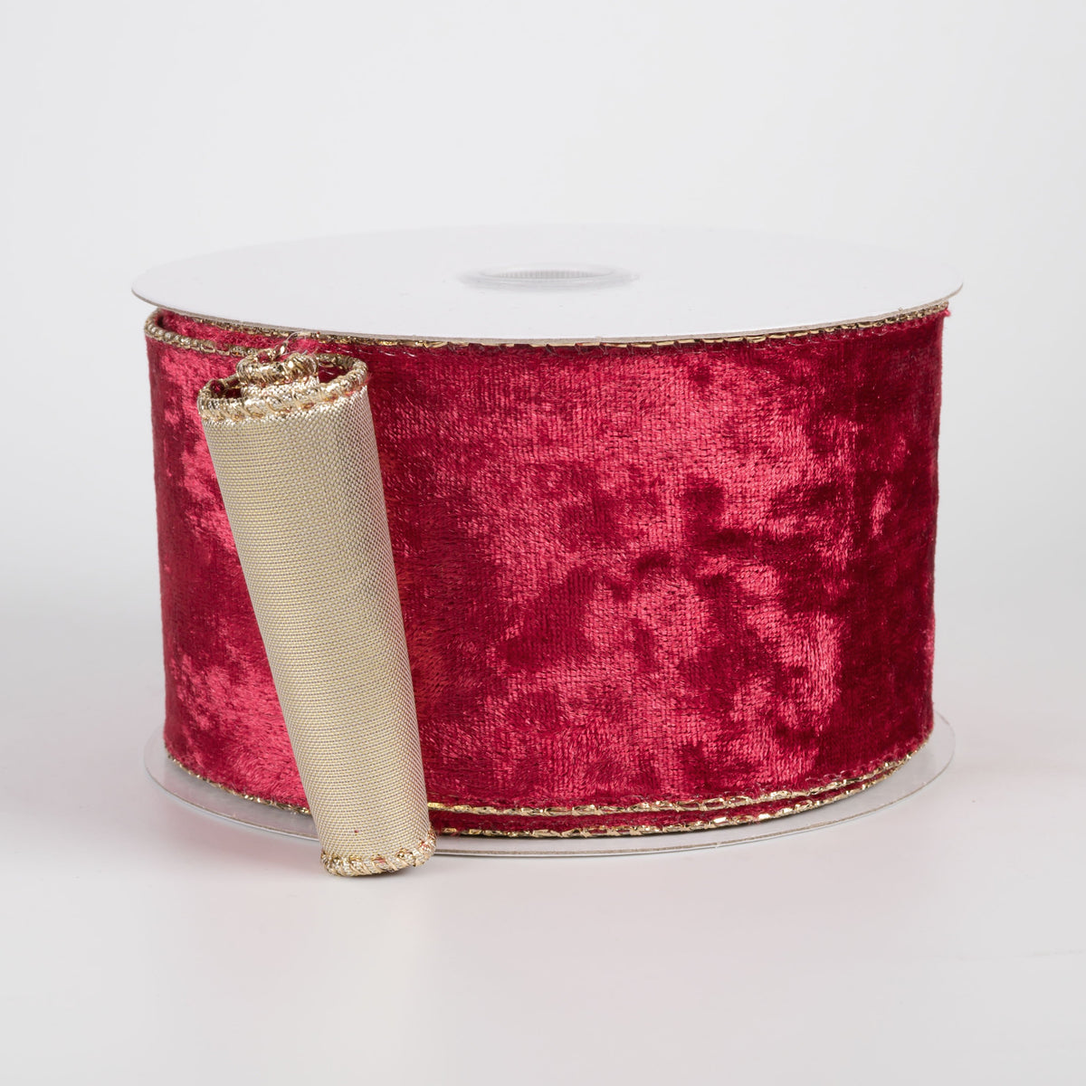 2.5" Lush Velvet Metallic Backed Ribbon: Red & Gold (10 Yards) Item Number: X962340-12