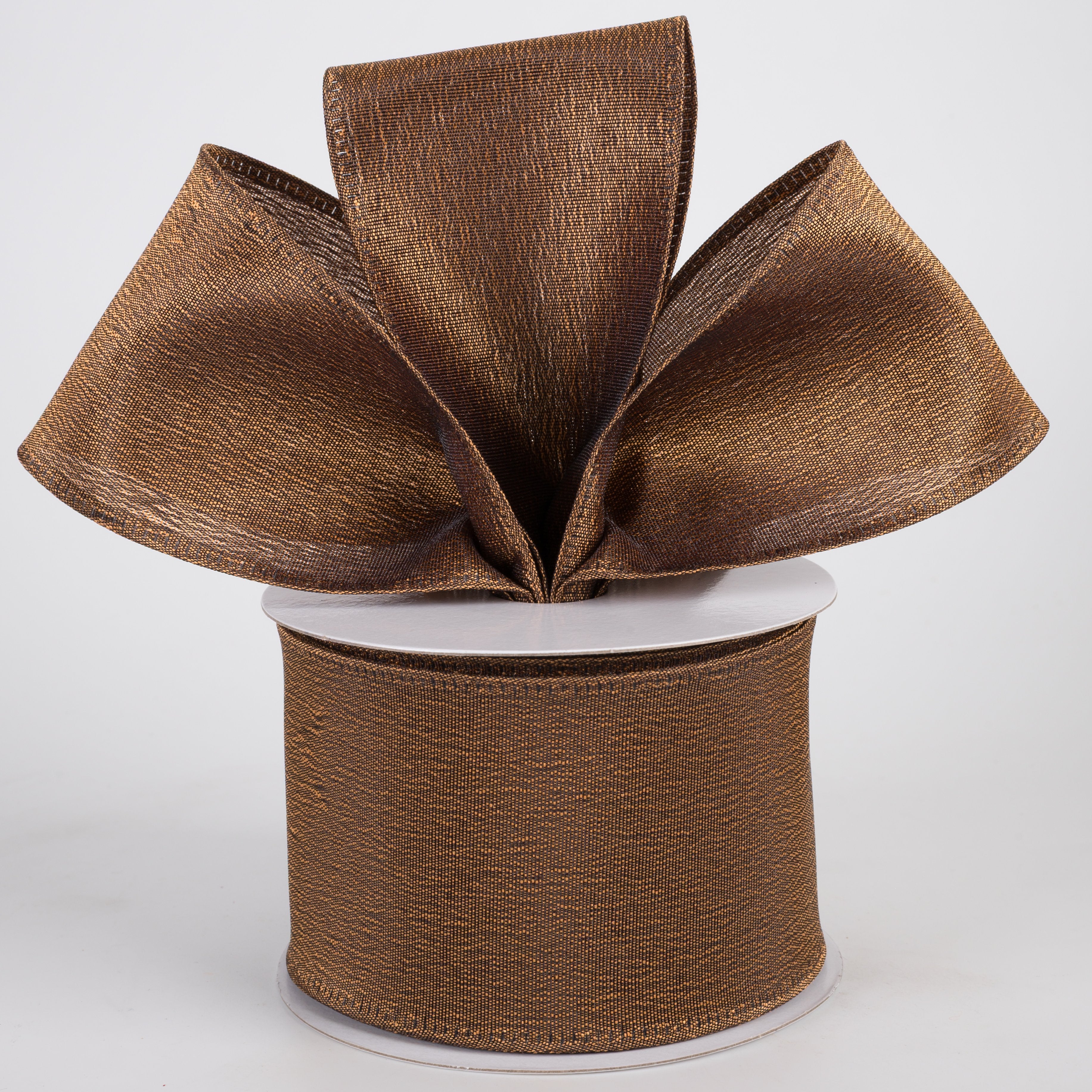 2.5" Metallic Satin Ribbon: Brown (10 Yards) Lifestyle Photo