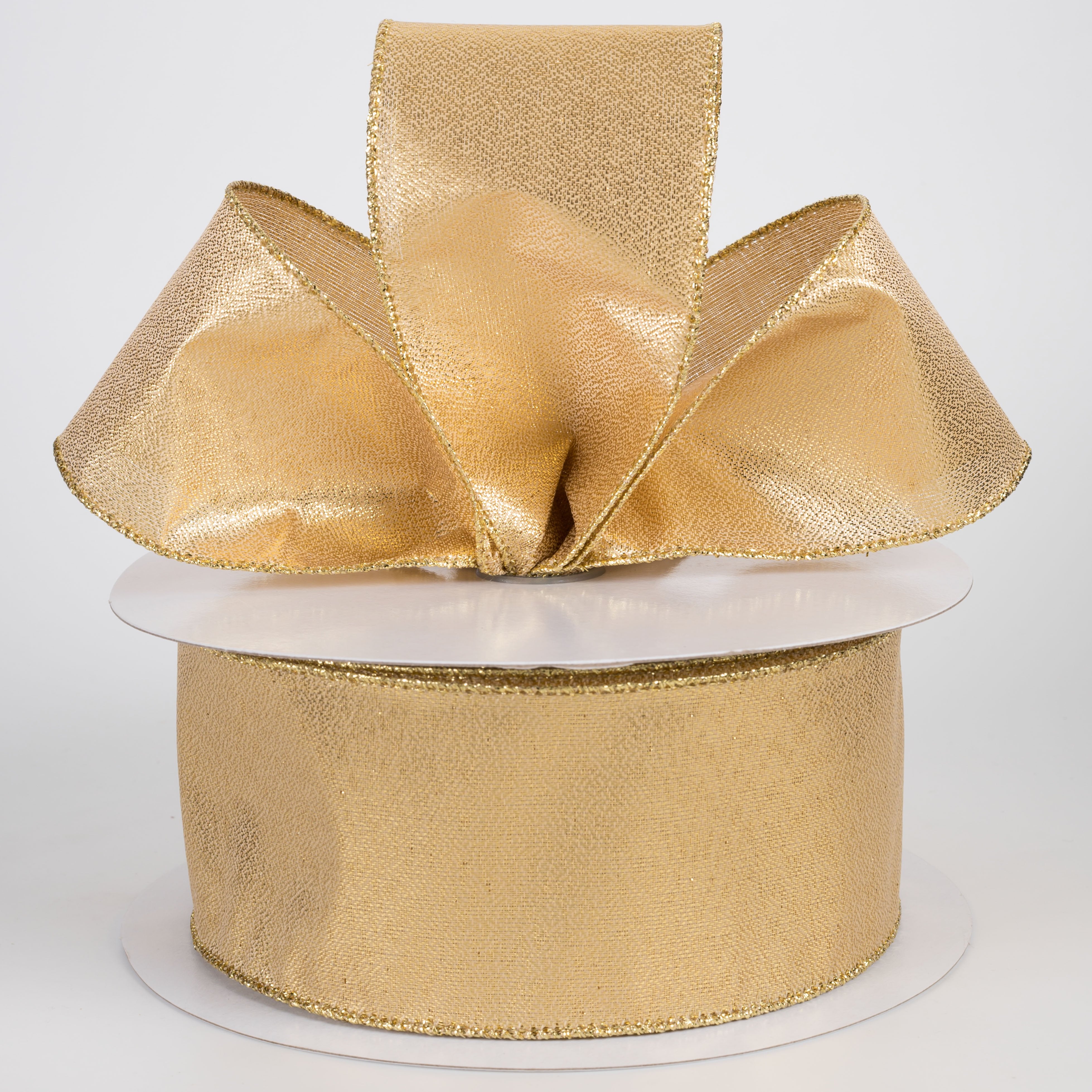 2.5" Metallic Satin Ribbon: Gold (33 Yards) Lifestyle Photo