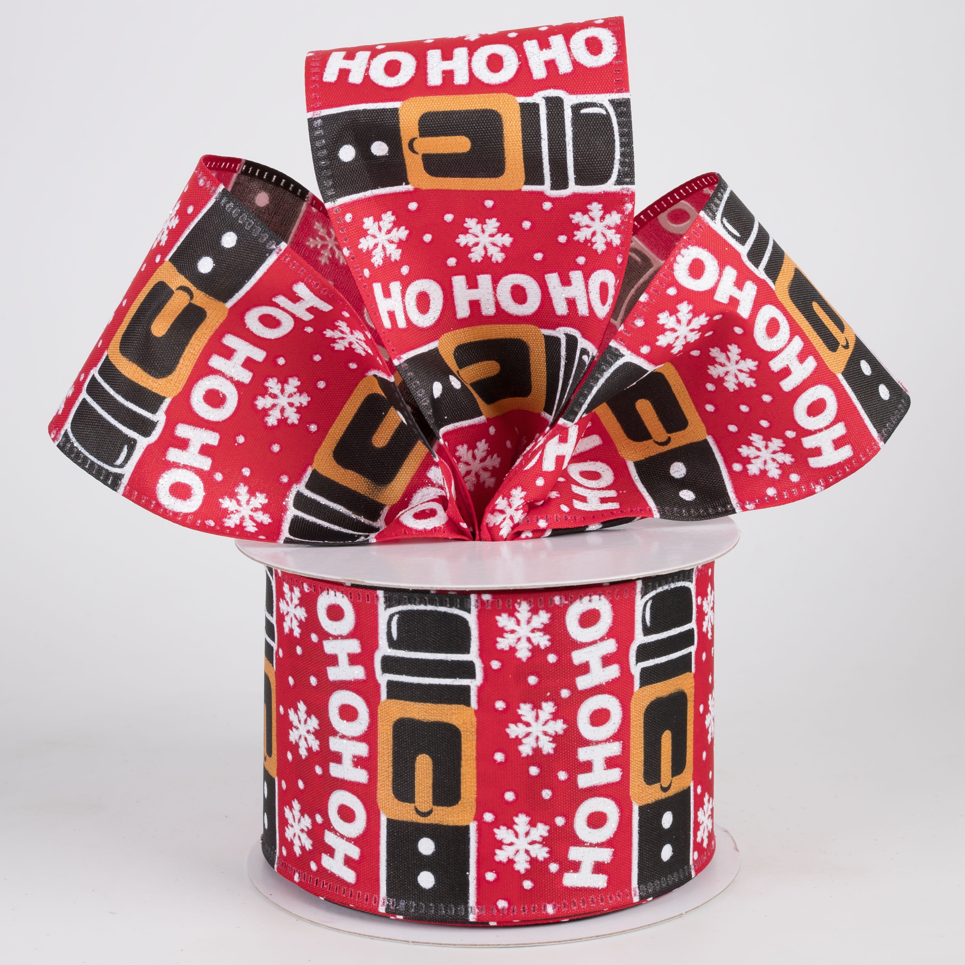 2.5" Santa Belt Stripes Satin Ribbon: Red (10 Yards) Lifestyle Photo