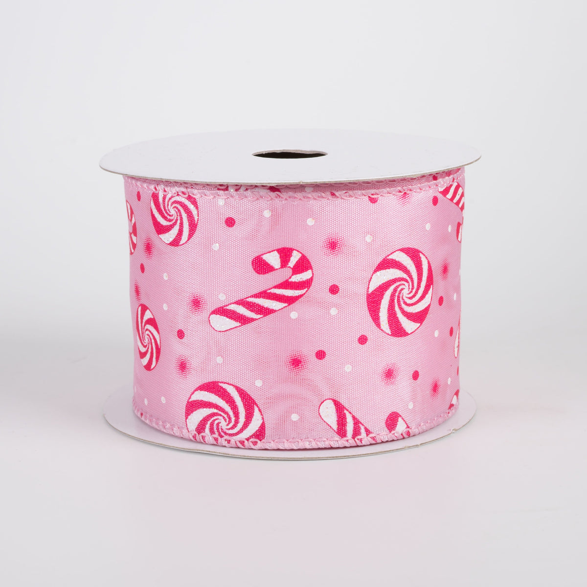 2.5" Satin Hot Pink Candy Canes Ribbon: Pink (10 Yards) Item Number: 71602-40-28