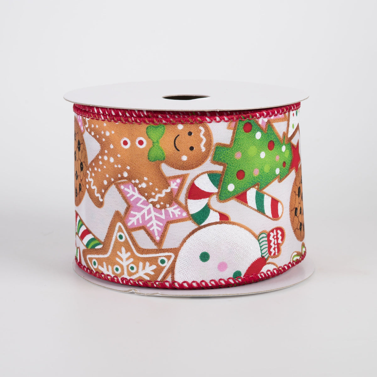 2.5" Satin Overlapping Christmas Cookies Ribbon: White (10 Yards) Item Number: 71605-40-38