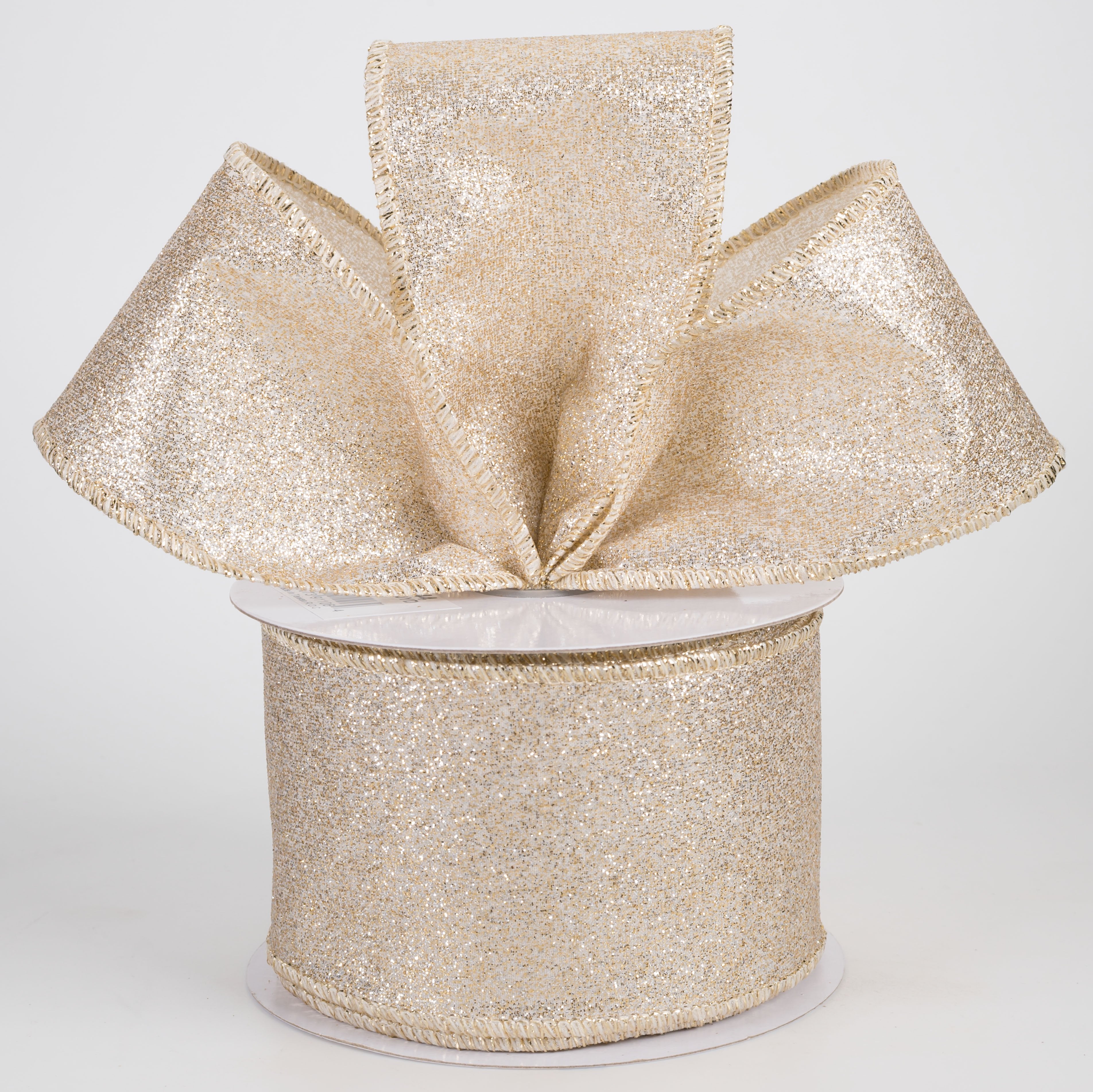 2.5" Shimmer Glitter Ribbon: Champagne Gold (10 Yards) Lifestyle Photo