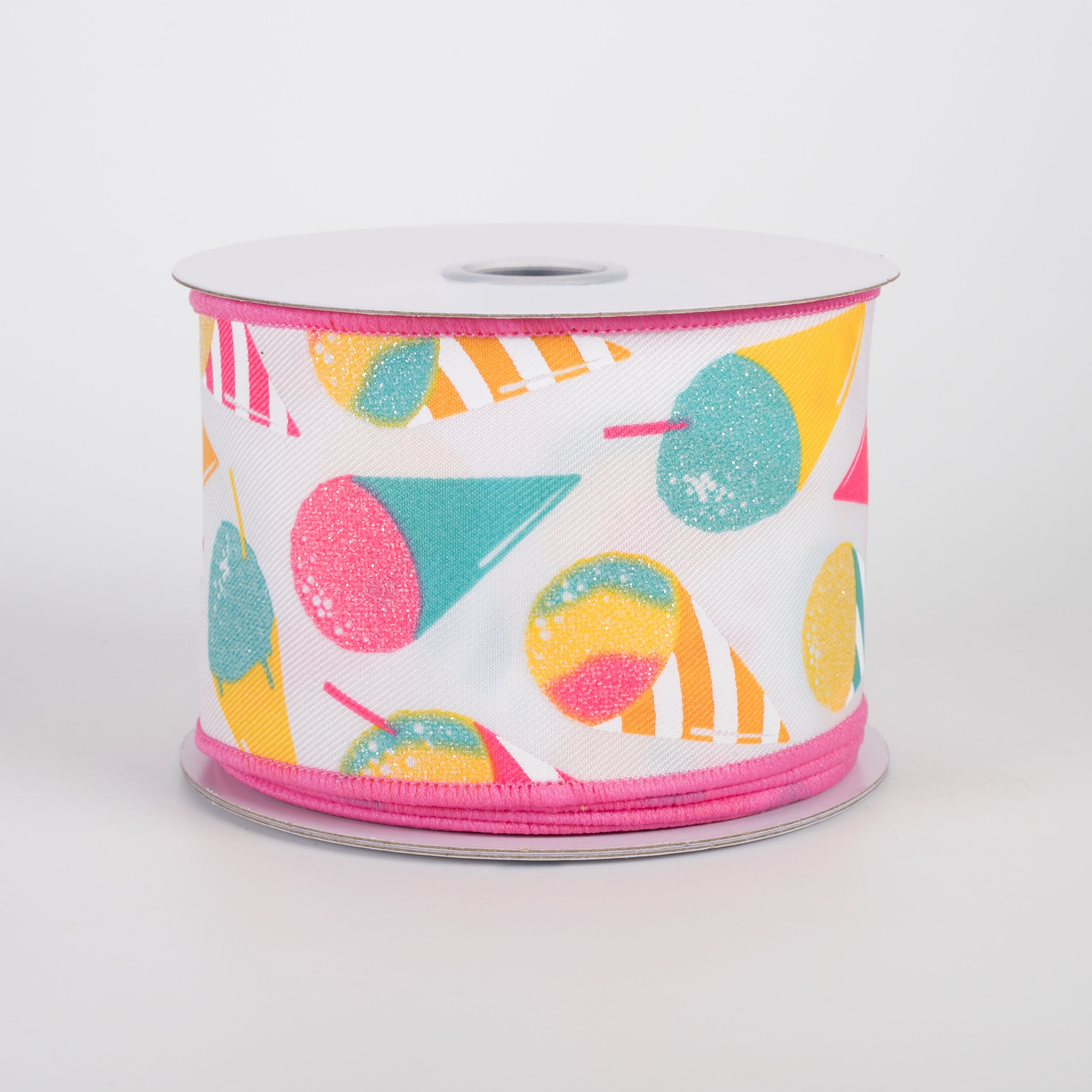 2.5" Snow Cones Ribbon: Pink & Blue on White (10 Yards) Item Number: RGH114922