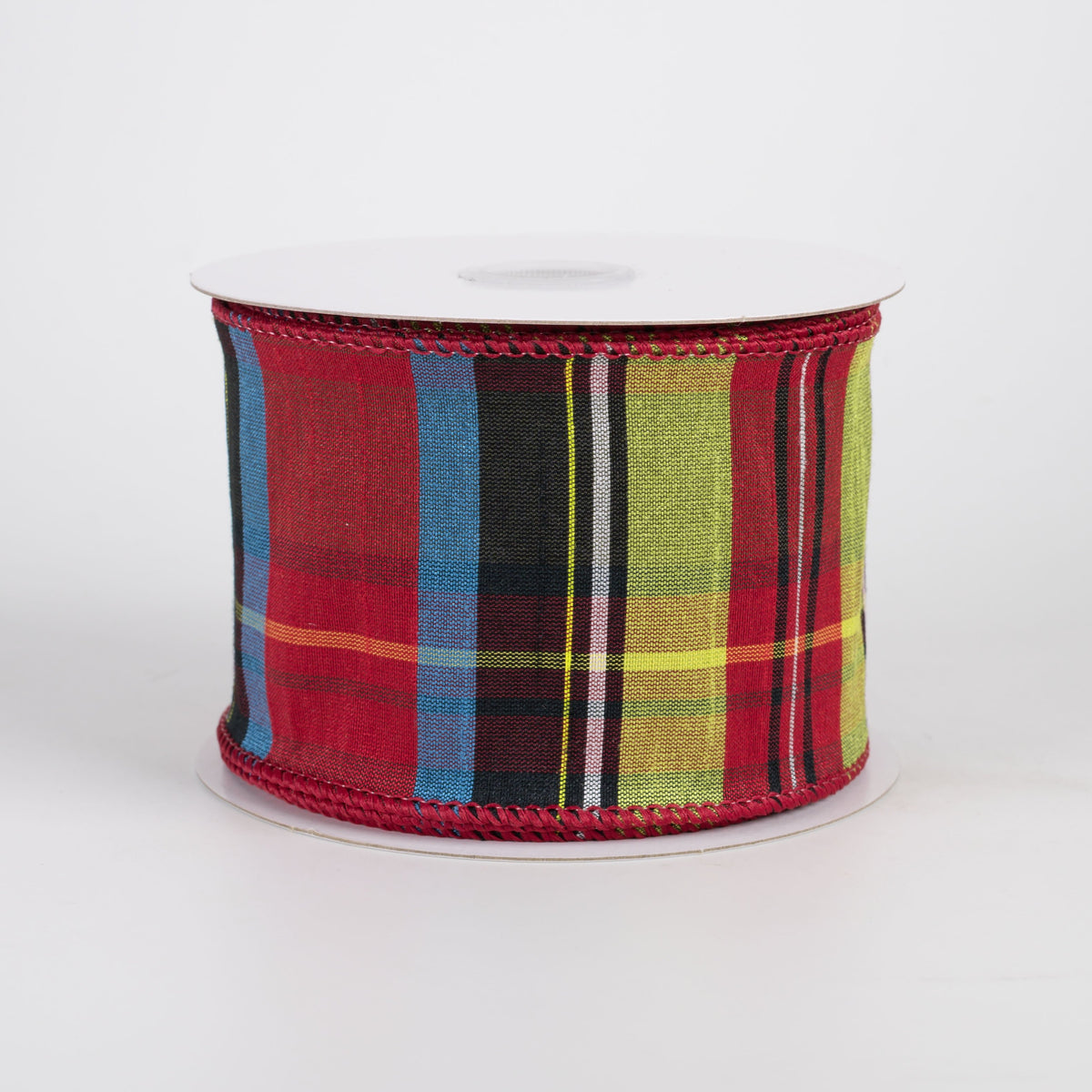2.5" Traditional Tartan Plaid Ribbon: Lime, Blue, Red & Black (10 Yards) Item Number: 71445-40-09