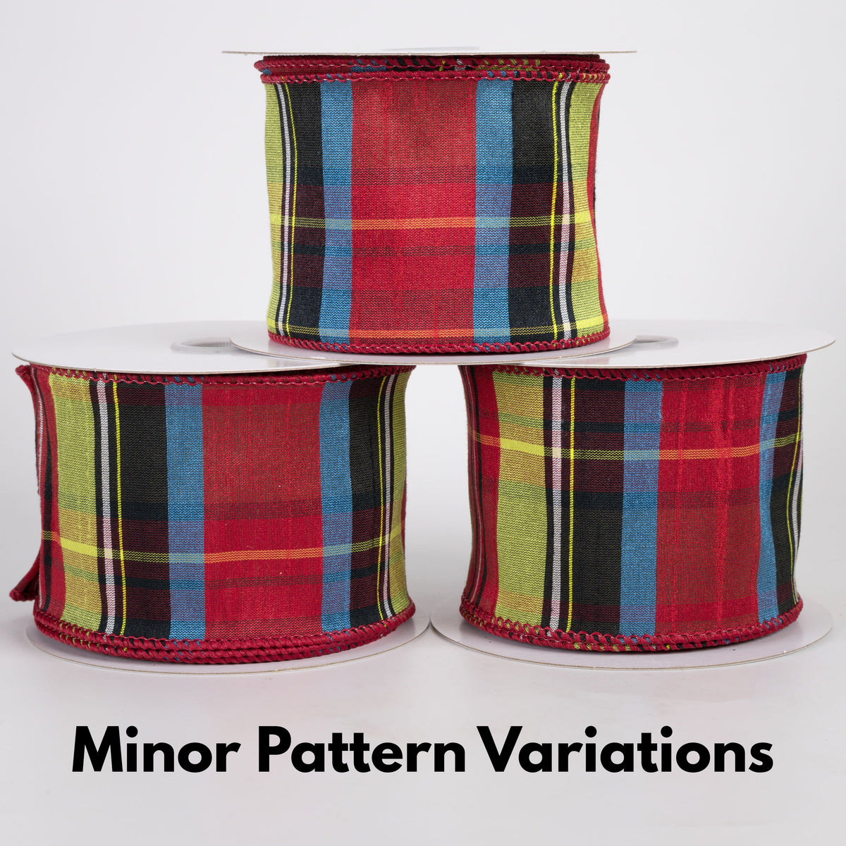 2.5" Traditional Tartan Plaid Ribbon: Lime, Blue, Red & Black (10 Yards) Lifestyle Photo