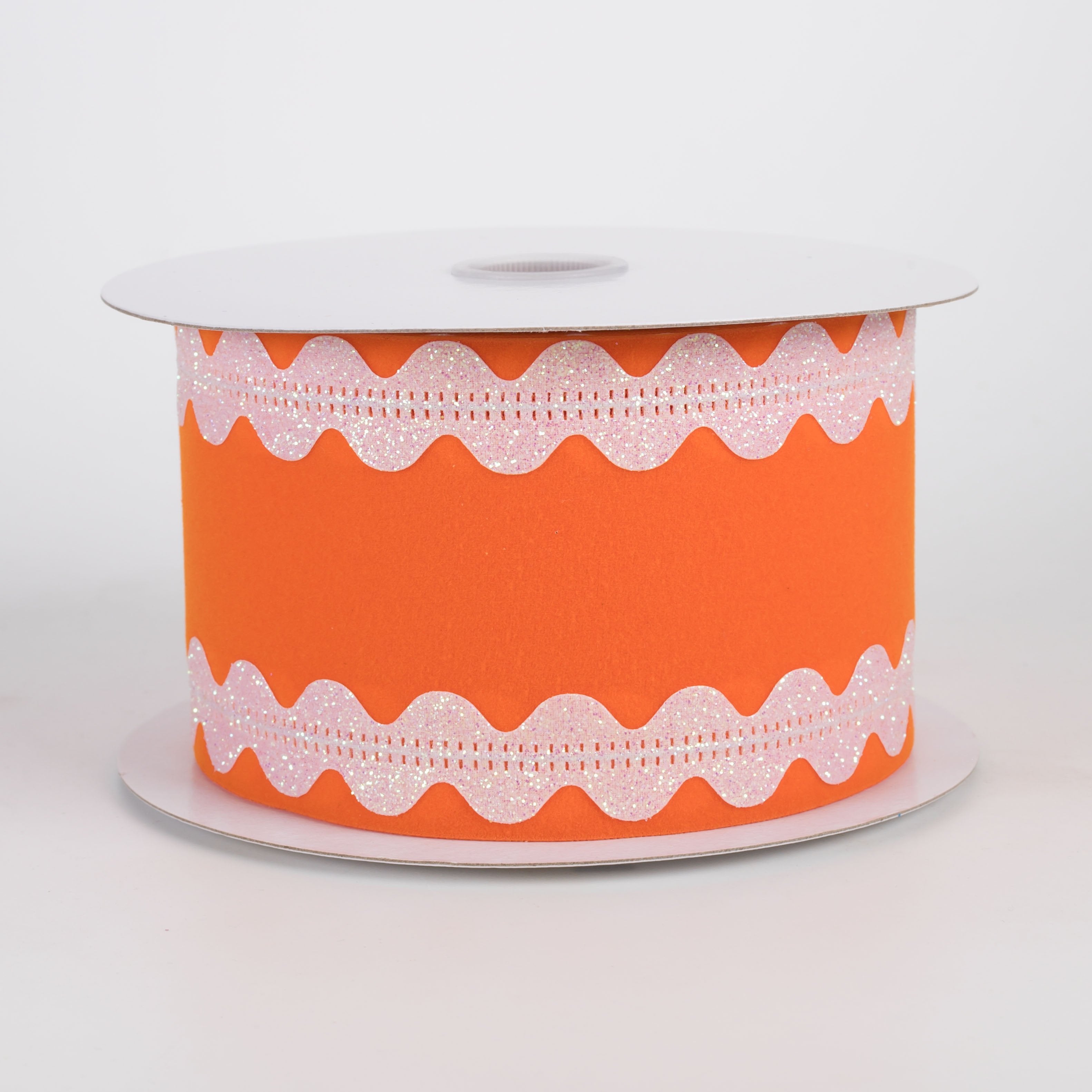 2.5" Velvet Iridescent Ric Rac Edge Ribbon: Orange (10 Yards) Item Number: 56613-40-19