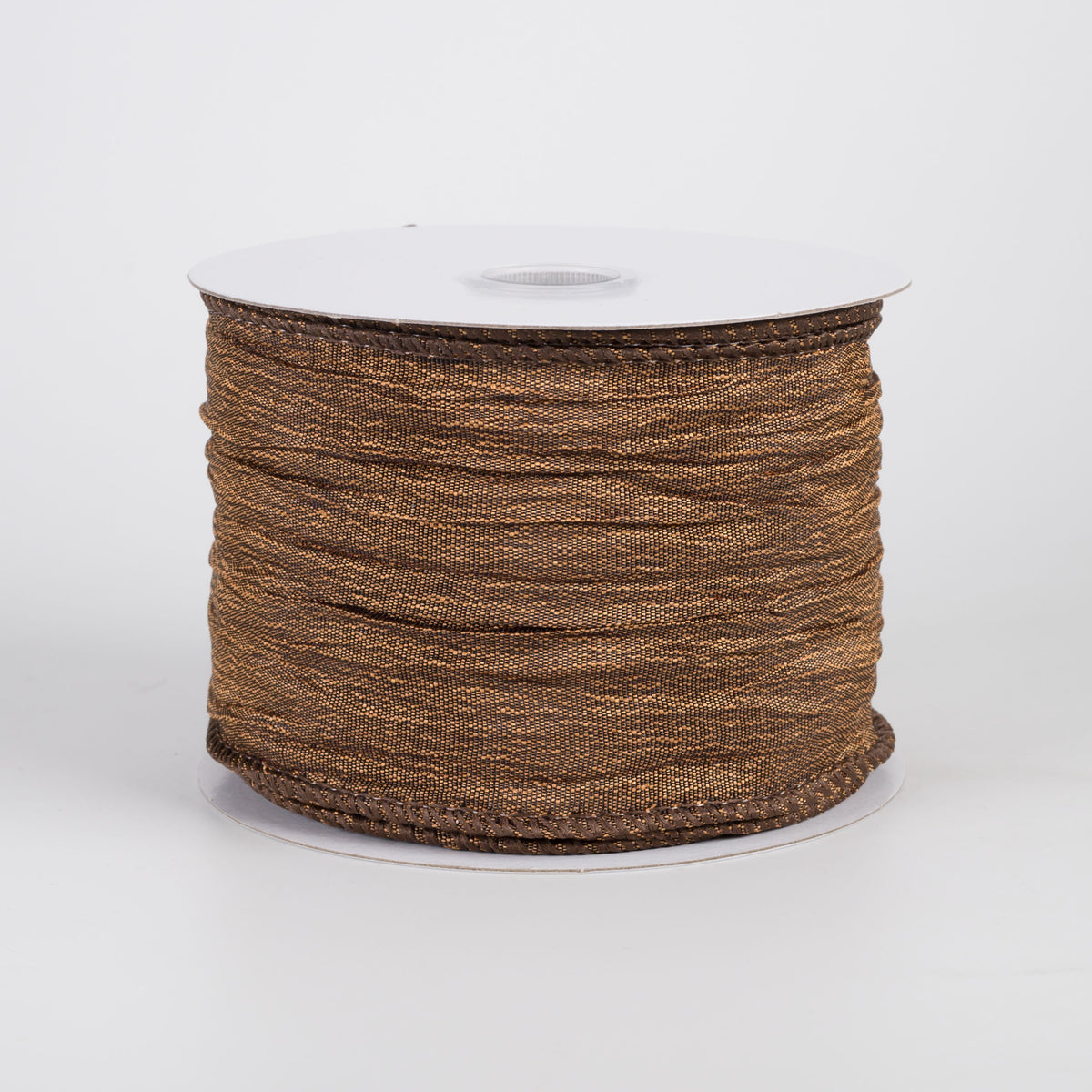 2.5" Vertical Wrinkle Metallic Satin Ribbon: Brown (10 Yards) Item Number: 72603-40-38