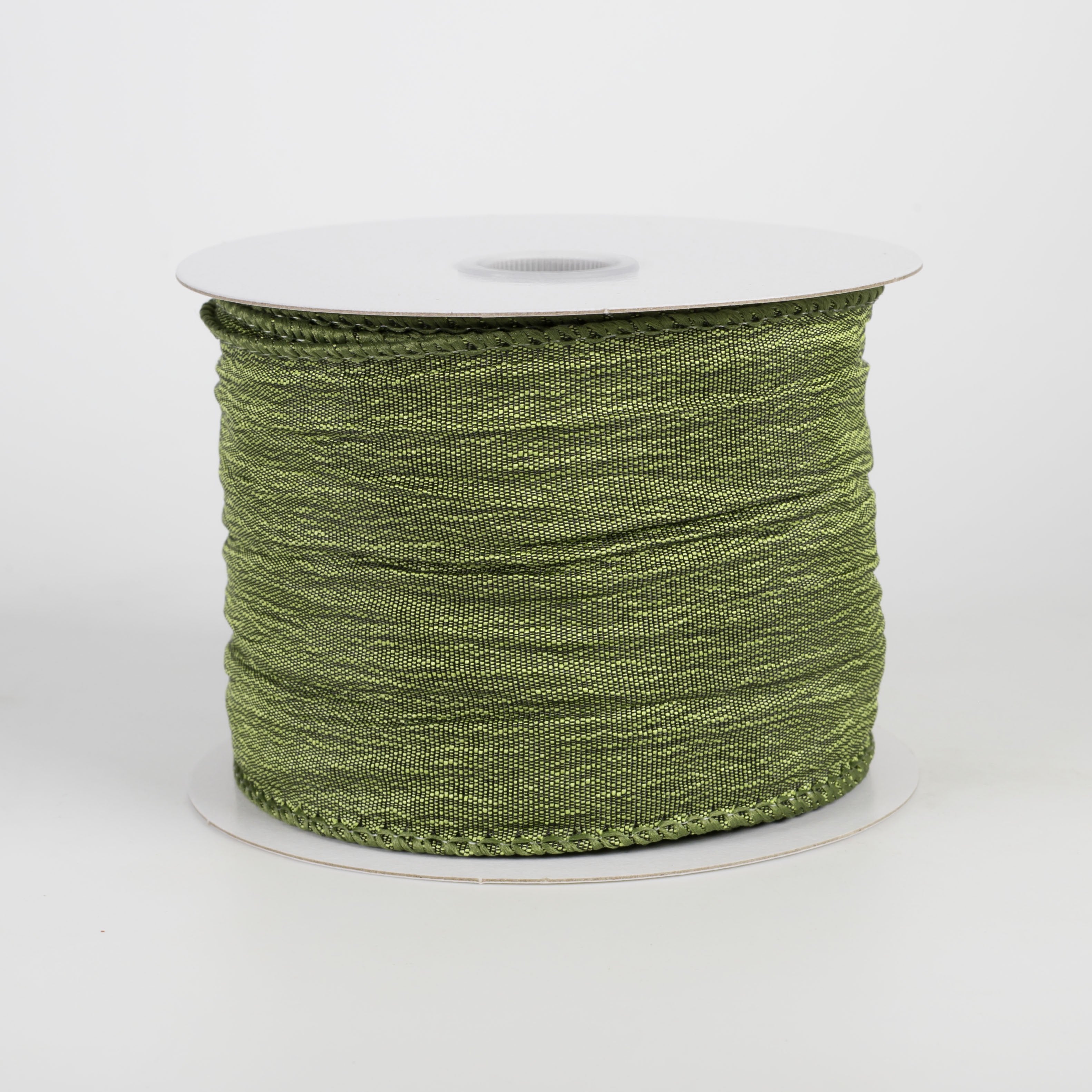 2.5" Vertical Wrinkle Metallic Satin Ribbon: Moss Green (10 Yards) Item Number: 61608-40-08