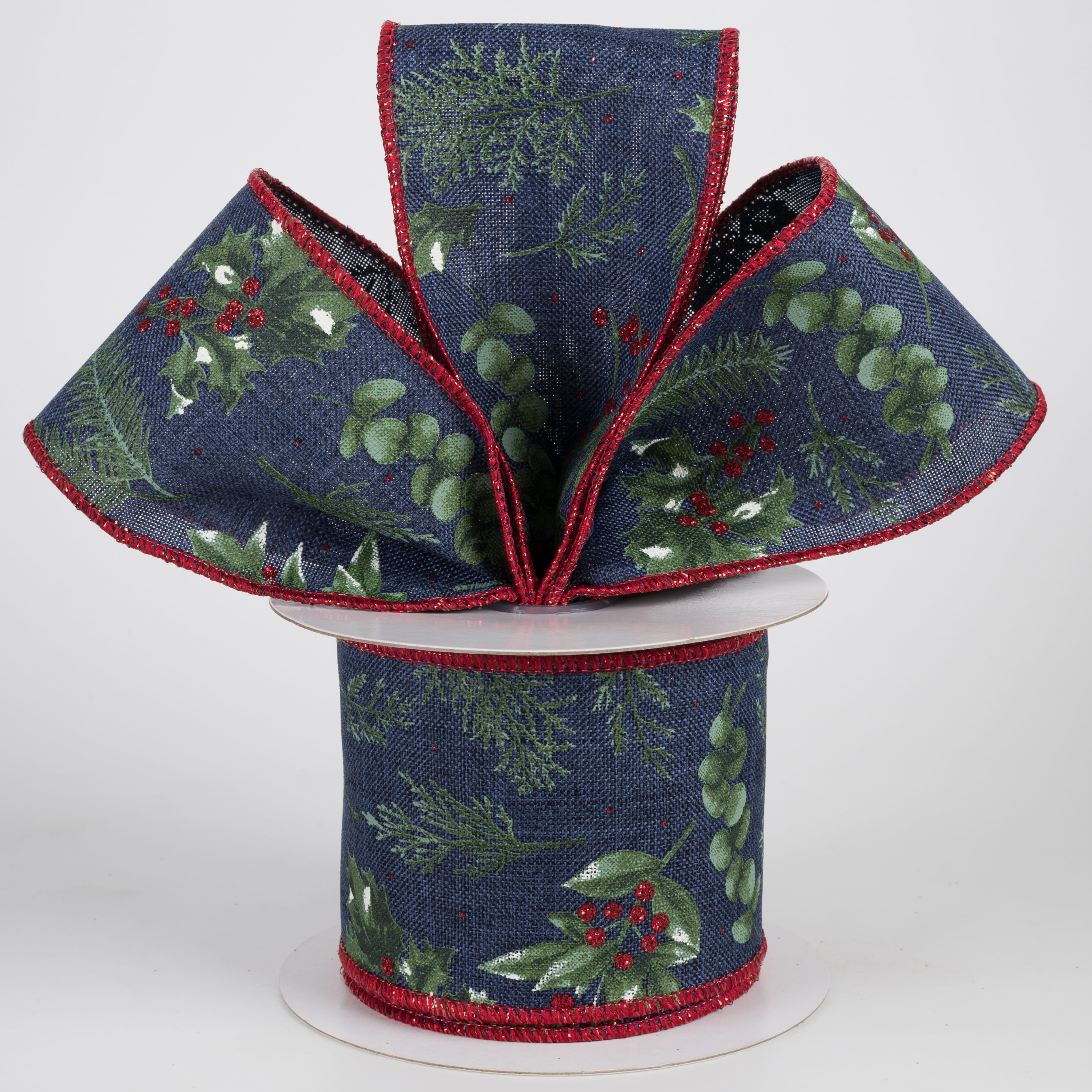 2.5" Winter Foliage Ribbon: Navy (10 Yards) Lifestyle Photo