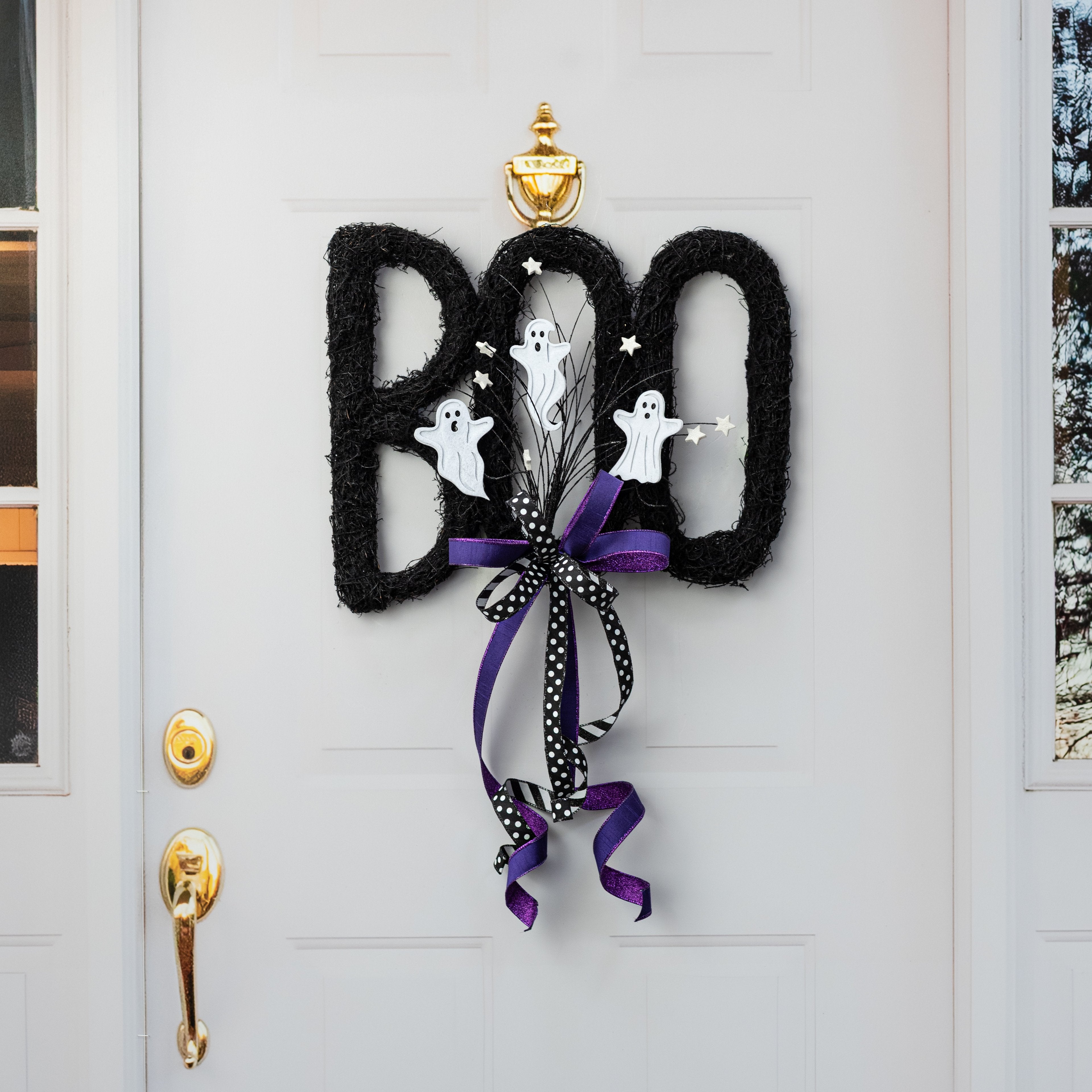 20" x 16" BOO Angel Vine Door Hanger: Black Lifestyle Photo