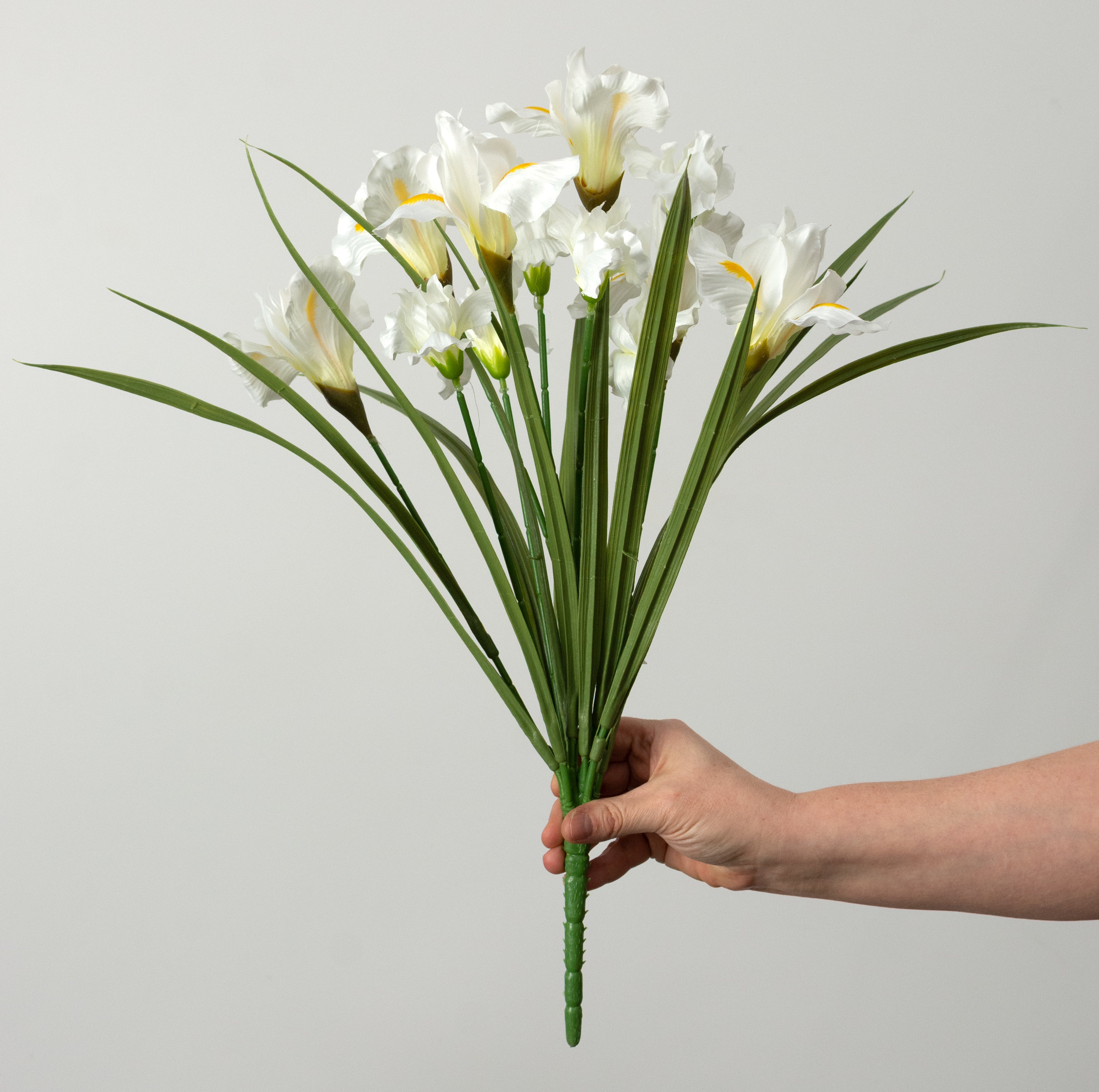 20" Artificial Iris Bush: Cream White (12 Stem) detail photo 3