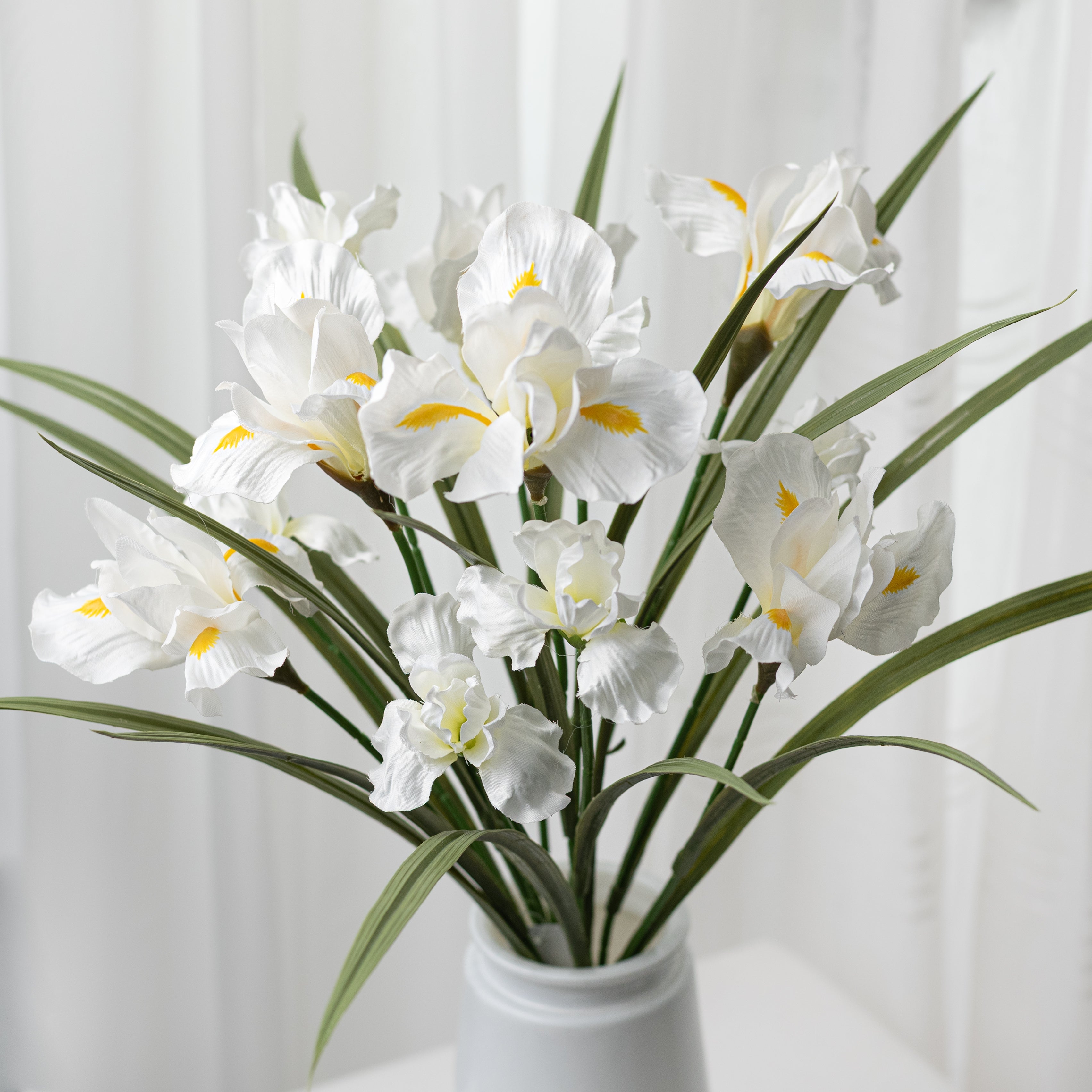 20" Artificial Iris Bush: Cream White (12 Stem) Item Number: 85702-CR