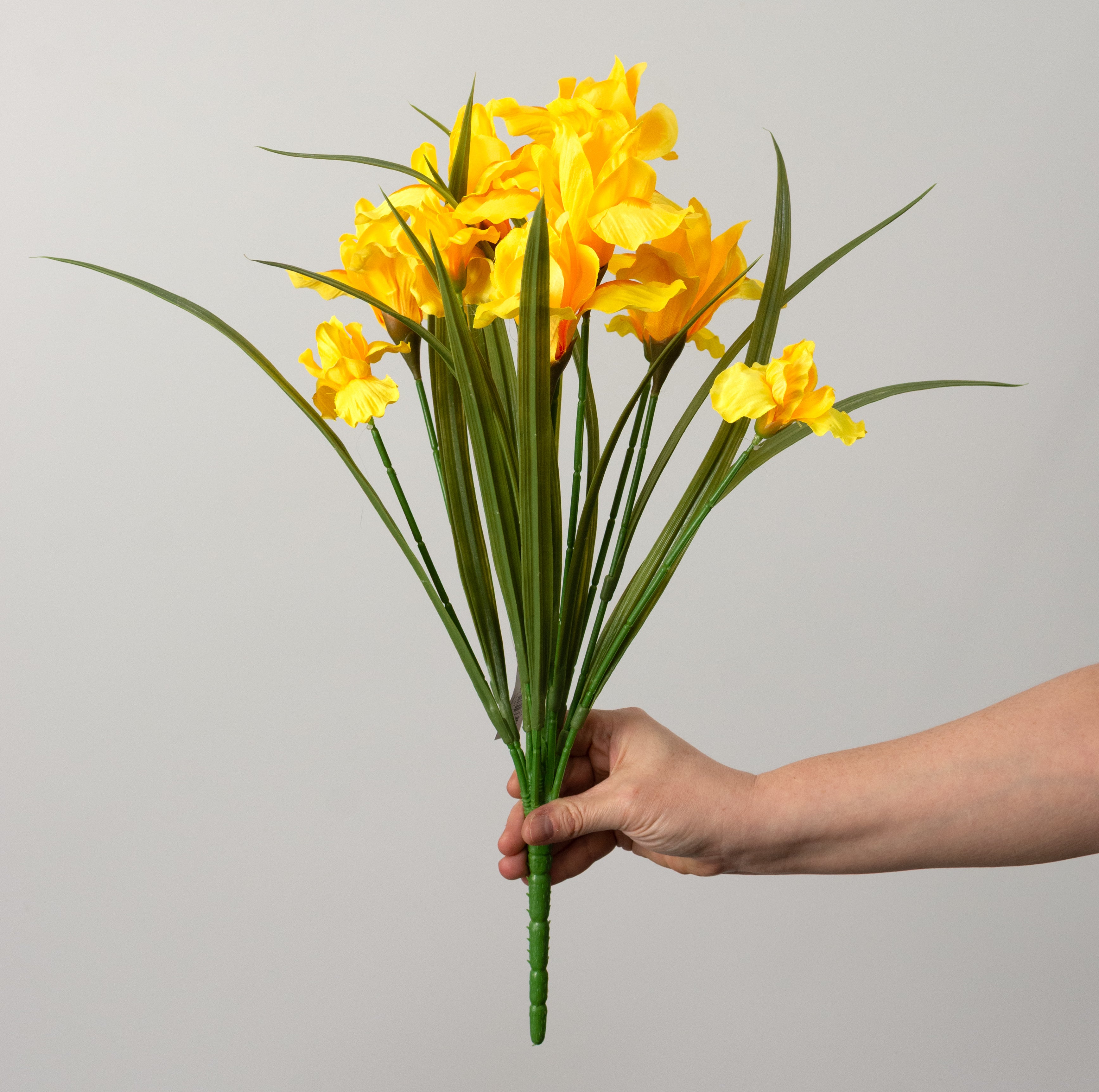 20" Artificial Iris Bush: Golden Yellow (12 Stem) detail photo 3