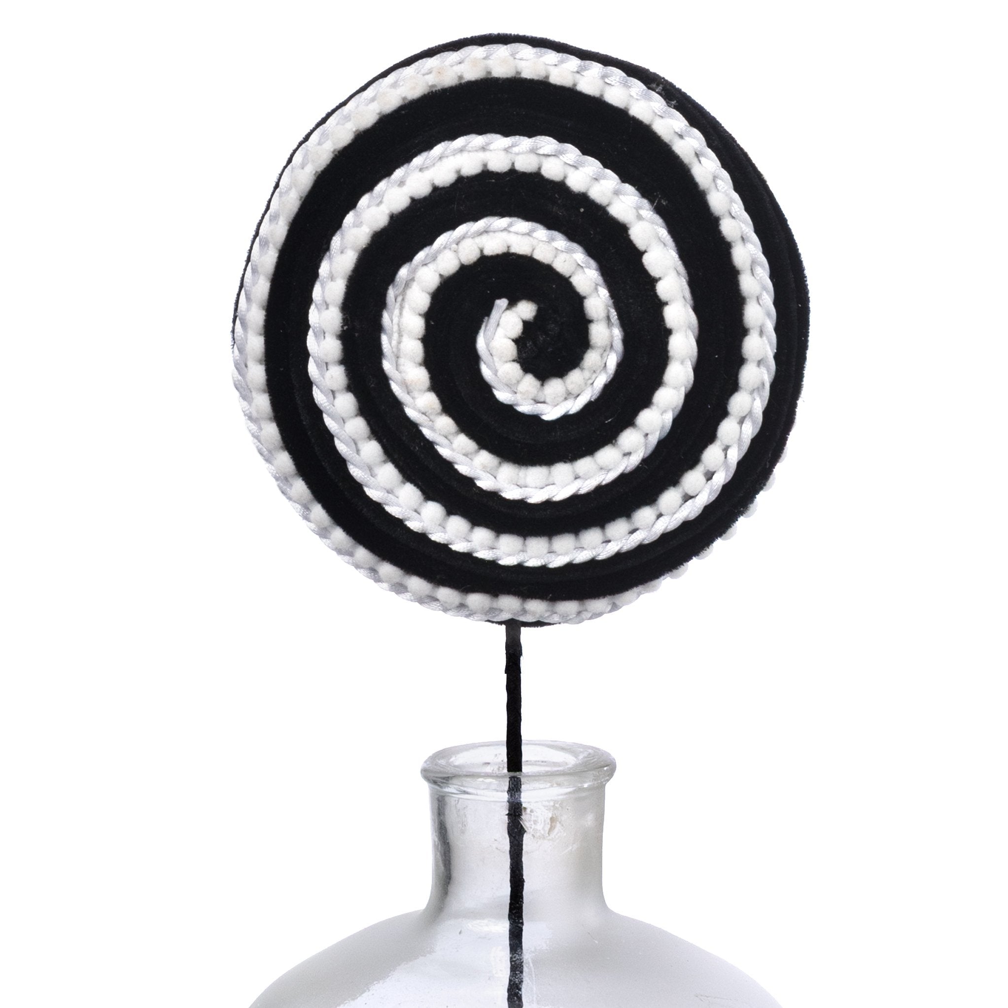 7" x 20" Chenille Pom Pom Lollipop Spray: Black & White Item Number: 57392WT